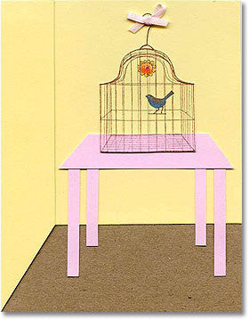 Vintage Bird in Cage Rubber Stamp - Handmade Craft Stamp for Scrapbooking, Card Making & DIY Projects - Perfect for Invitations, Journals & Art Projects