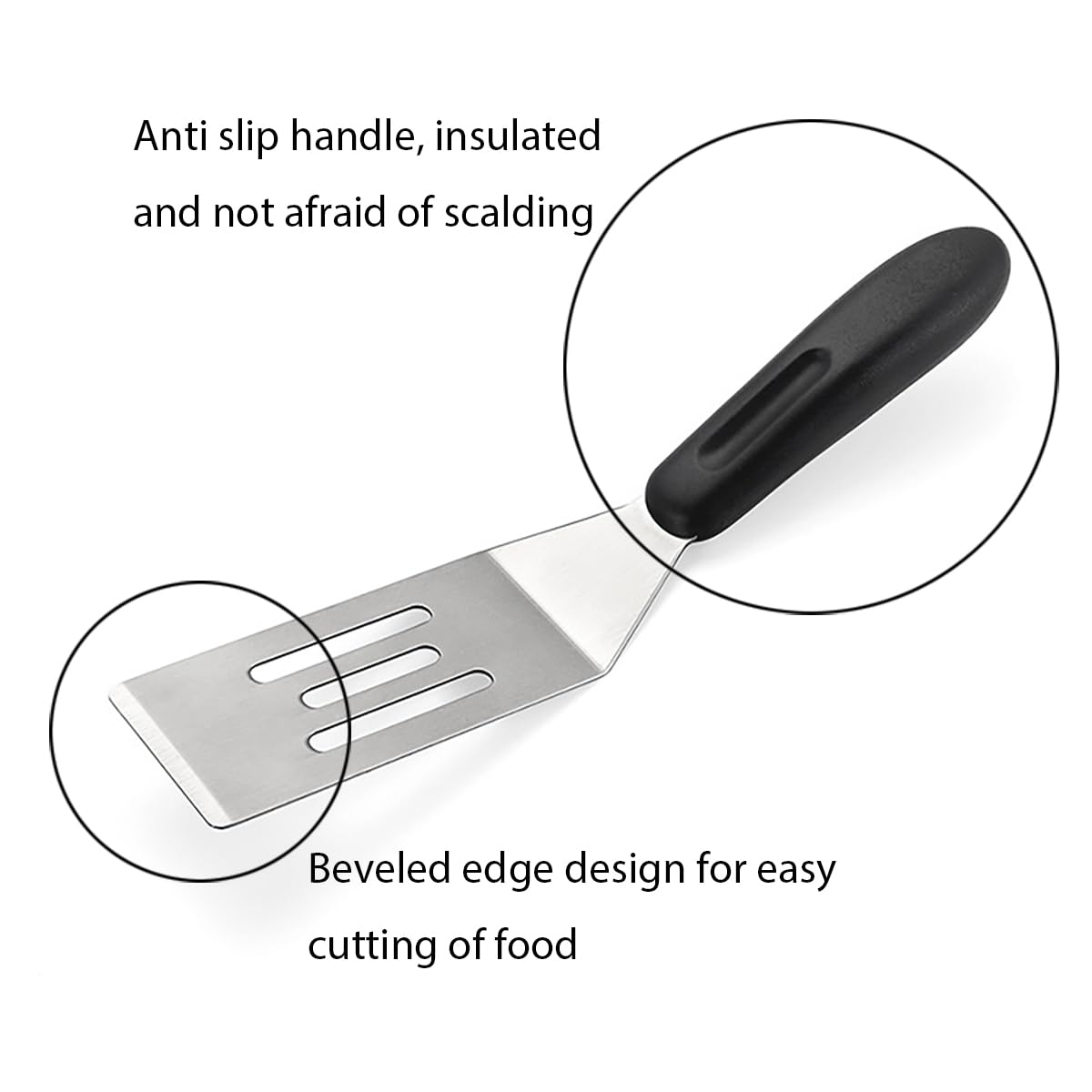 Stainless Steel Mini Spatula - Small Metal Spatula for Flipping, Cooking, Baking & Brownies - Non-Slip Handle Kitchen Tool for Pancakes, Eggs, Cakes & Desserts