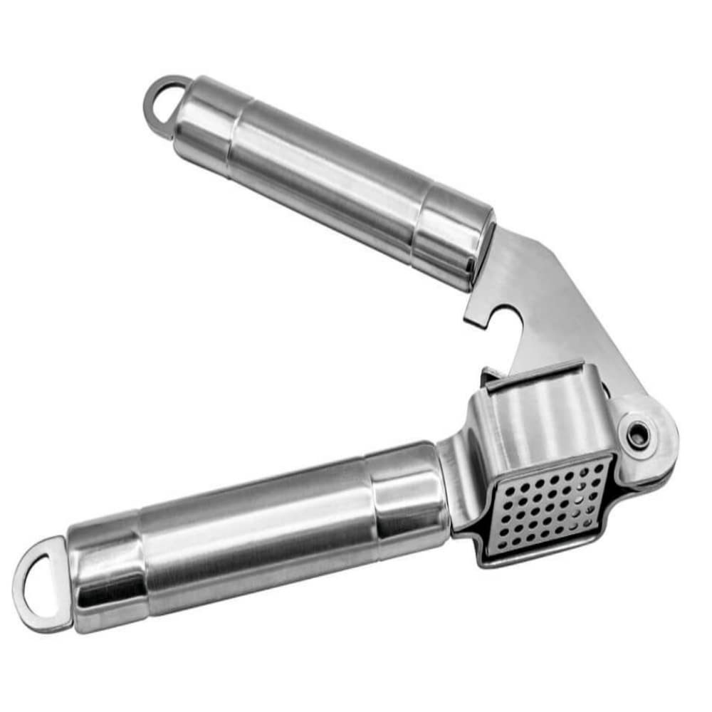 Premium Stainless Steel Heavy Duty Garlic Press - Professional Kitchen Tool for Easy Crushing, Durable & Easy to Clean - Perfect for Home Kitchens, Restaurants, and Meal Prep (Includes Non-Slip Grip) - Ideal for Italian Cooking, Garlic Bread, and Flavorful Recipes