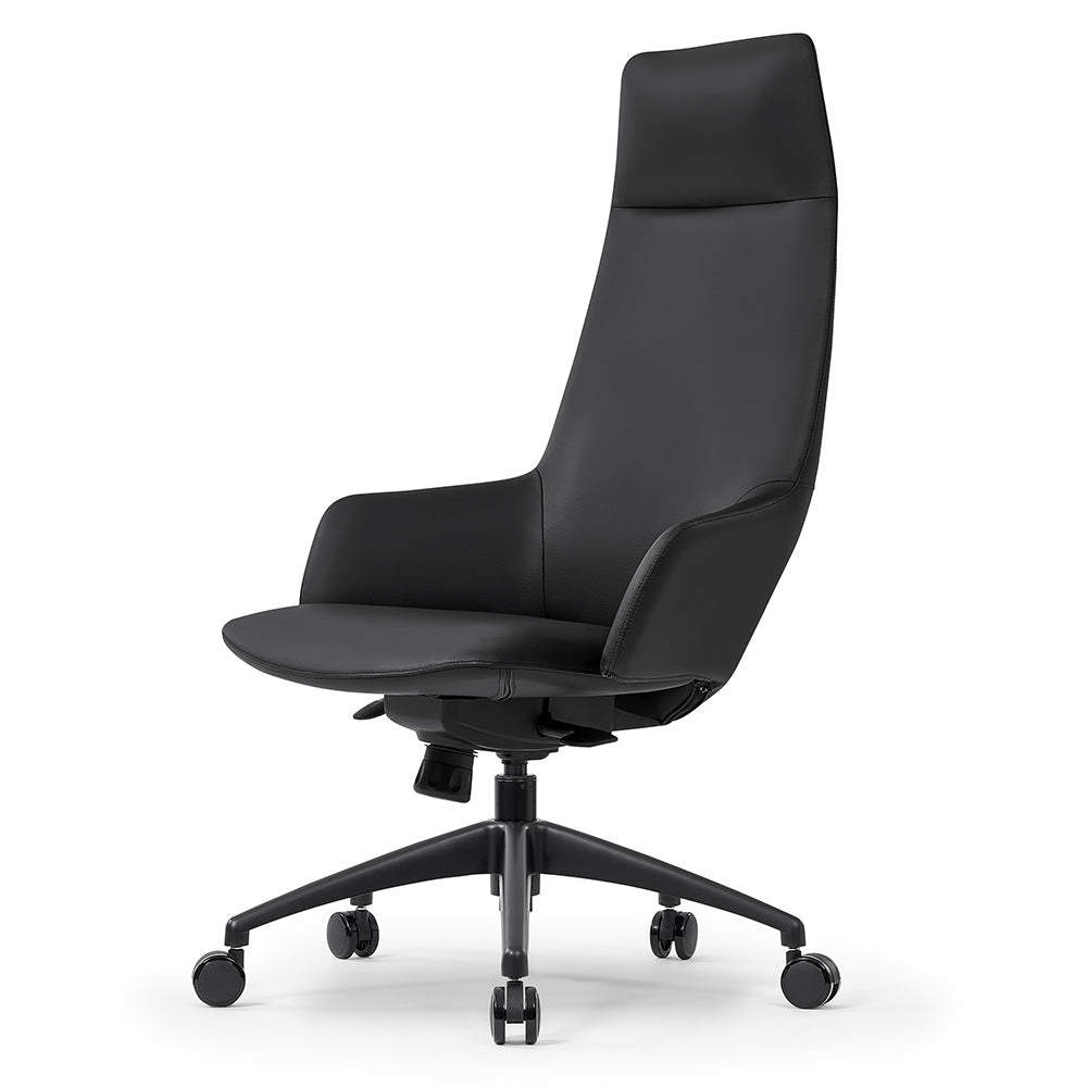 CRUZ Ergonomic High Back Office Chair - Black - Adjustable Lumbar Support & Tilt Mechanism for Home & Office Workspace