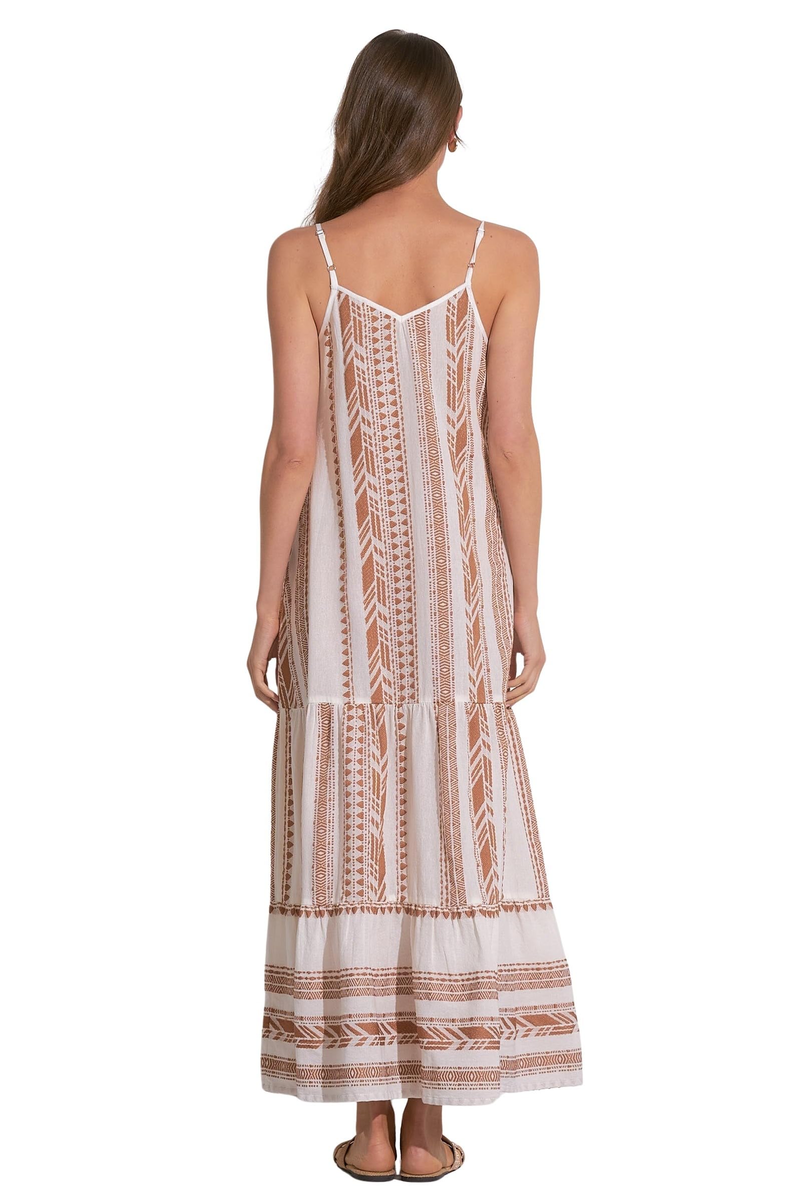 ELAN Women's Tulum Tiered Spaghetti Strap Maxi Dress - Flowy Boho Summer Beach Dress for Vacations, Parties & Date Nights