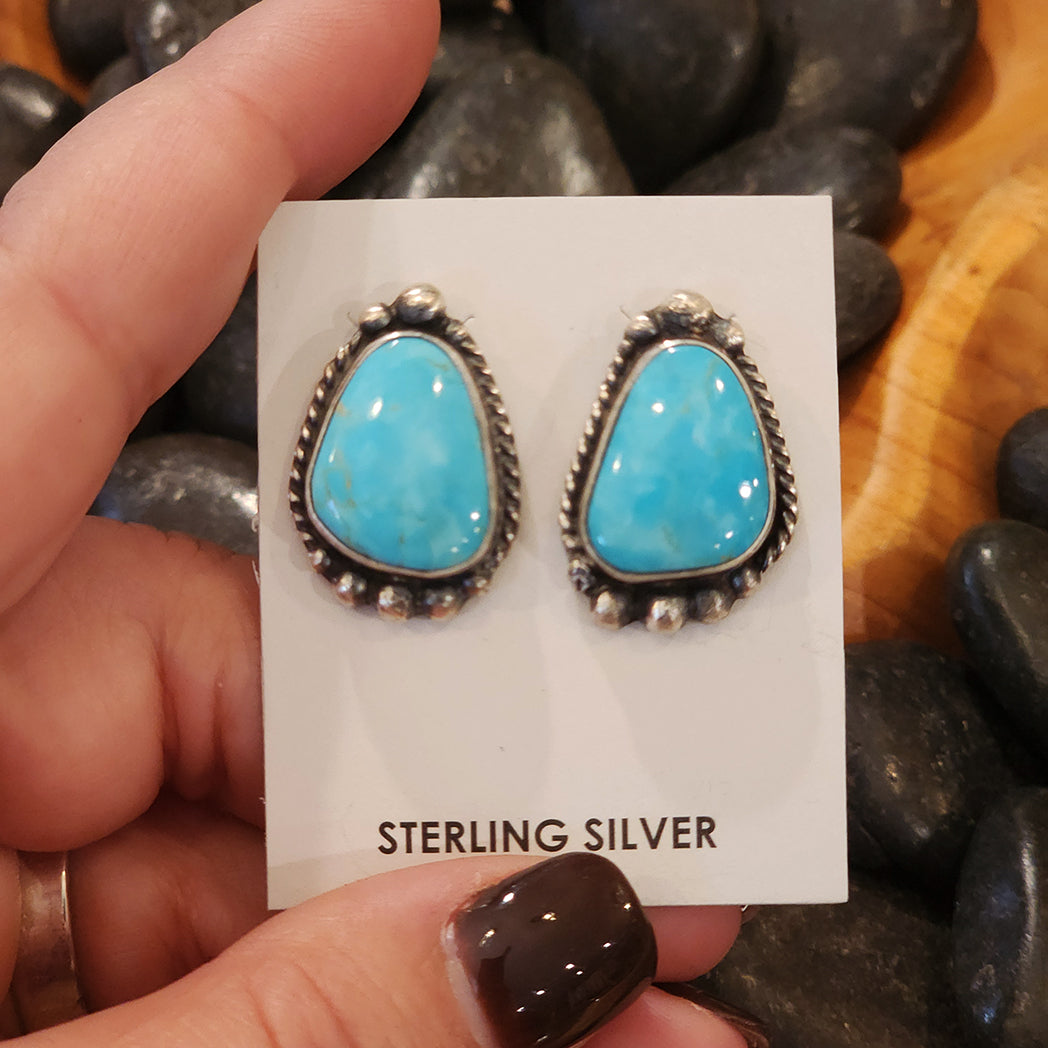 Neda Kingman Turquoise Stud Earrings for Women - Genuine Natural Stone Jewelry - Perfect for Casual Wear, Parties & Gifts