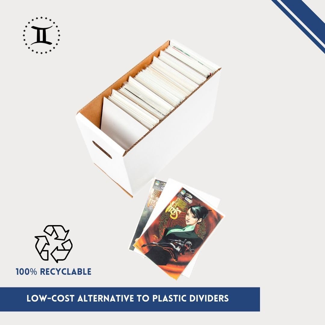 Gemini Comic Book Box Dividers - Pack of 100 Cardboard Dividers for Comic Book Storage Boxes | Bulk Comic Book Supplies for Retailers & Collectors | Compatible with Gemini Comic Book Mailers | Perfect for Comic Book Organization, Retail Display & Collectible Storage