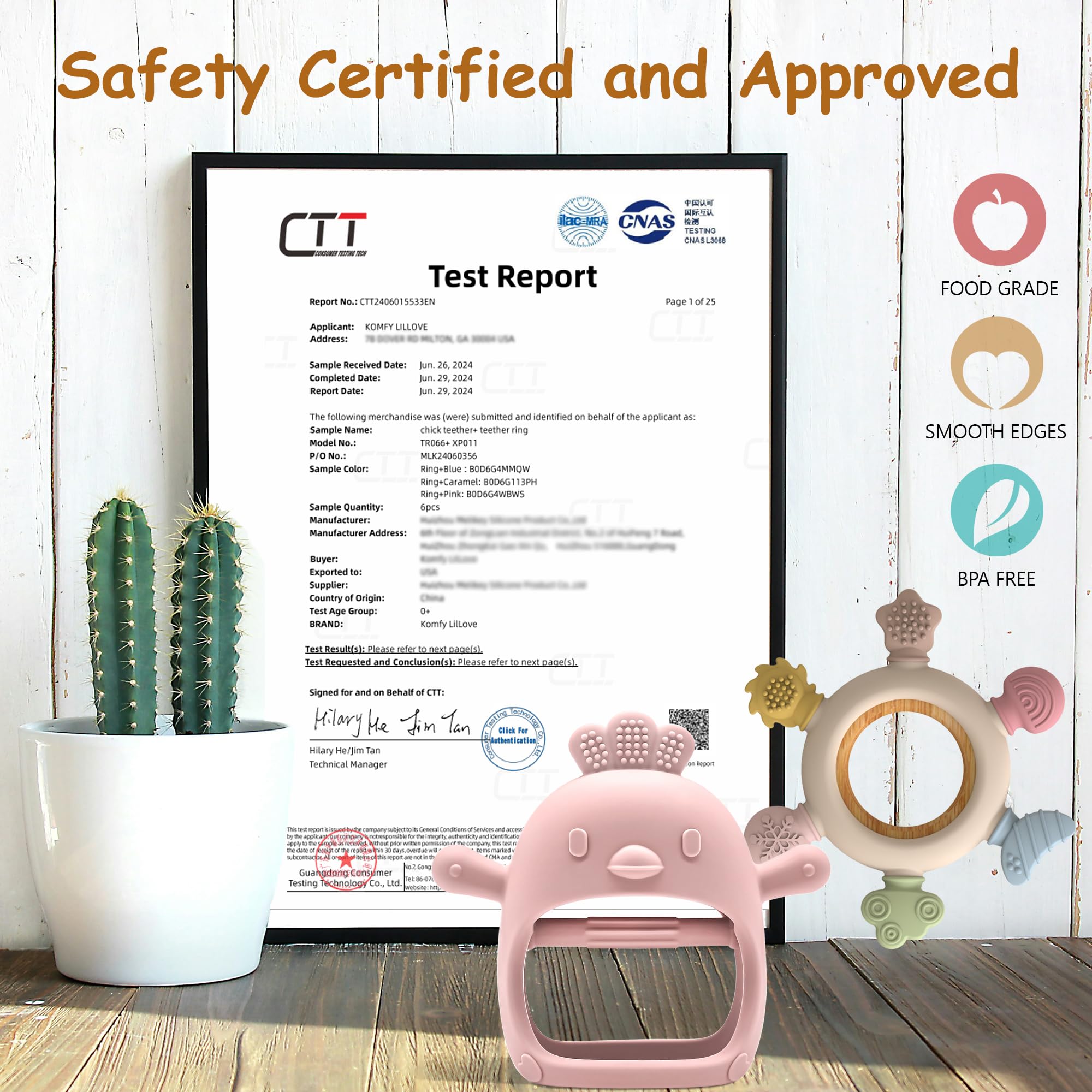 Komfy LilLove Baby Teething Toys - No Drop Teether & Ring Teether for Infant Teething Relief (0-12 Months) | Non-Toxic, BPA-Free & CPC Certified | Perfect for Soothing Sore Gums at Home or On-the-Go - 2 Pack Set