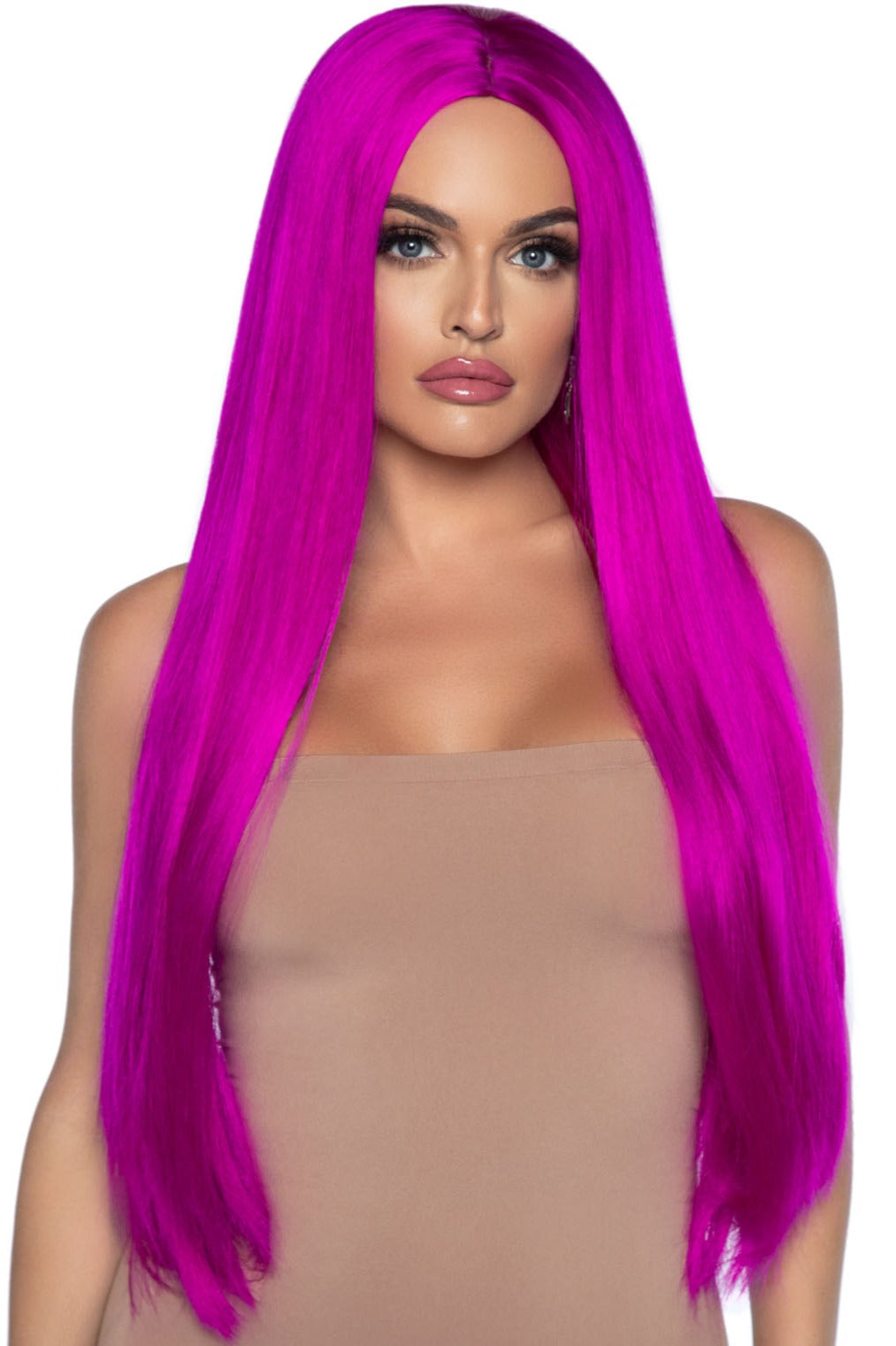 Long Straight Raspberry Red Synthetic Hair Wig for Women - Perfect for Cosplay, Halloween, and Daily Fashion Styling