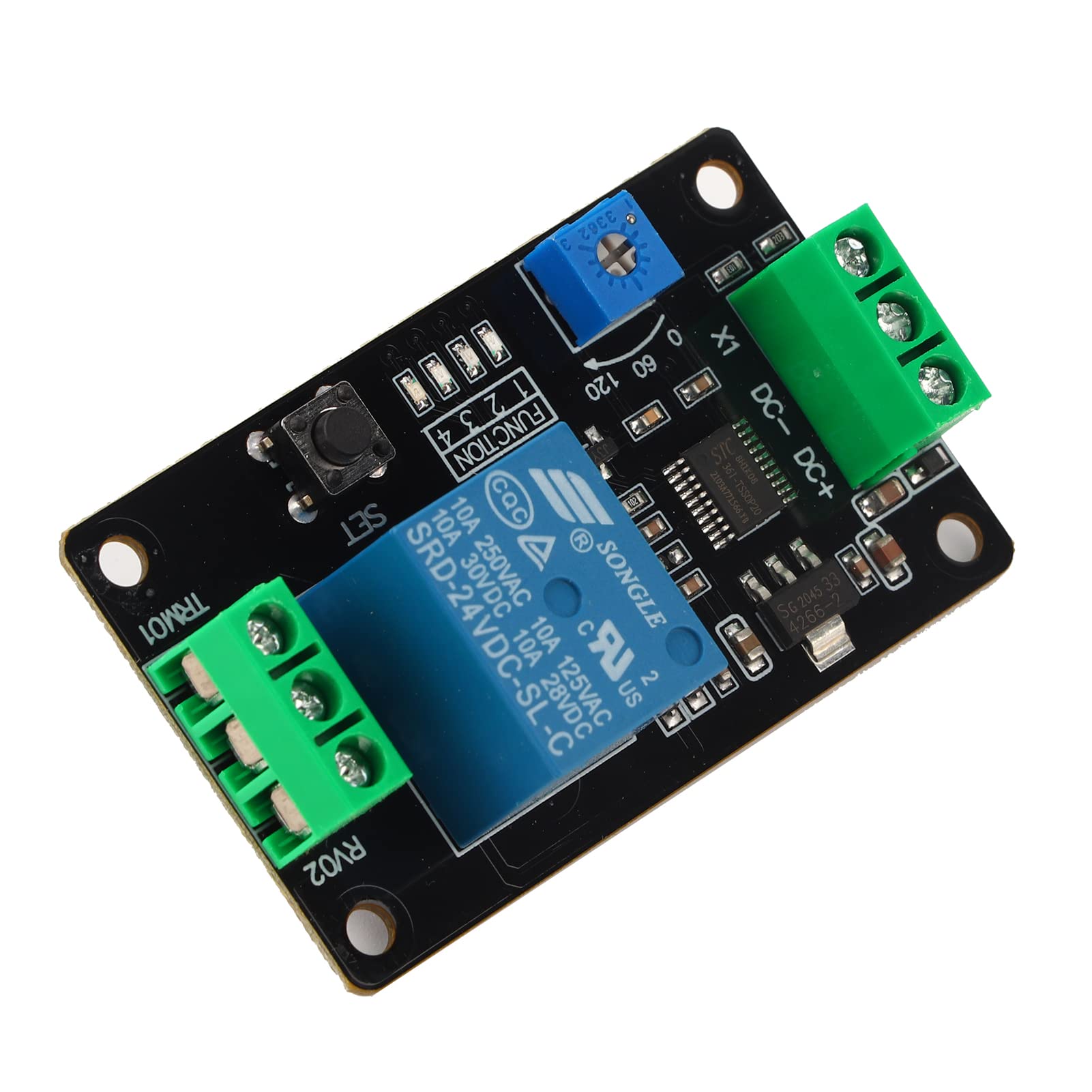 Delay Timer Relay Switch - 5V 12V 24V DC Adjustable Self-Locking On/Off Timer Module with 555 Timer (DC24V) for Industrial Automation, Home Appliances & DIY Electronics Projects
