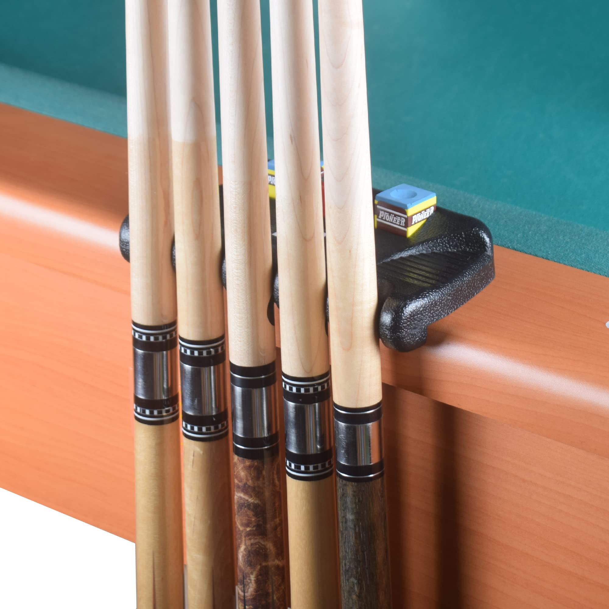 Portable Weighted Billiard Cue Rack - 5 Holes with Chalk Holder for Pool & Snooker