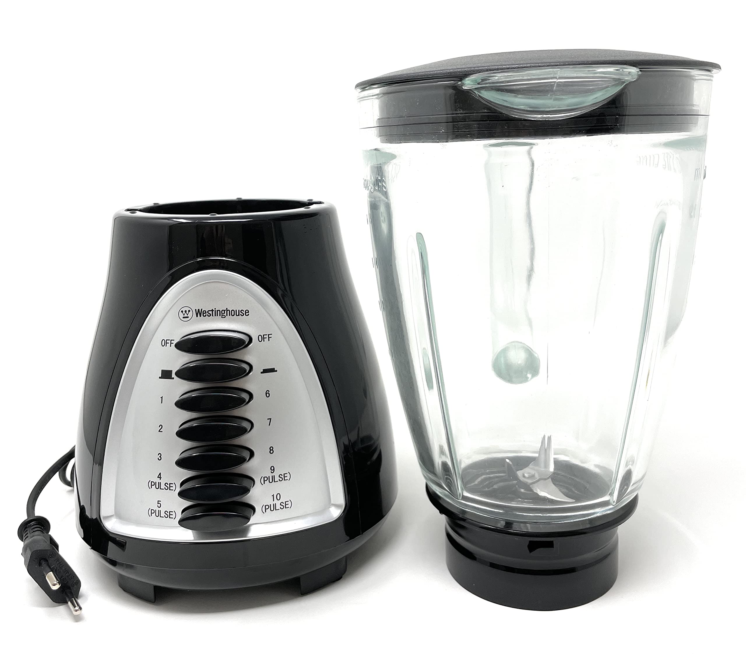 Westinghouse 220-240V Blender WKBE1008BA - 1.5L Glass Jar, 10-Speed & Pulse Function, Stainless Steel Blade - Perfect for Smoothies, Juices & Food Prep (Not for Use in USA)