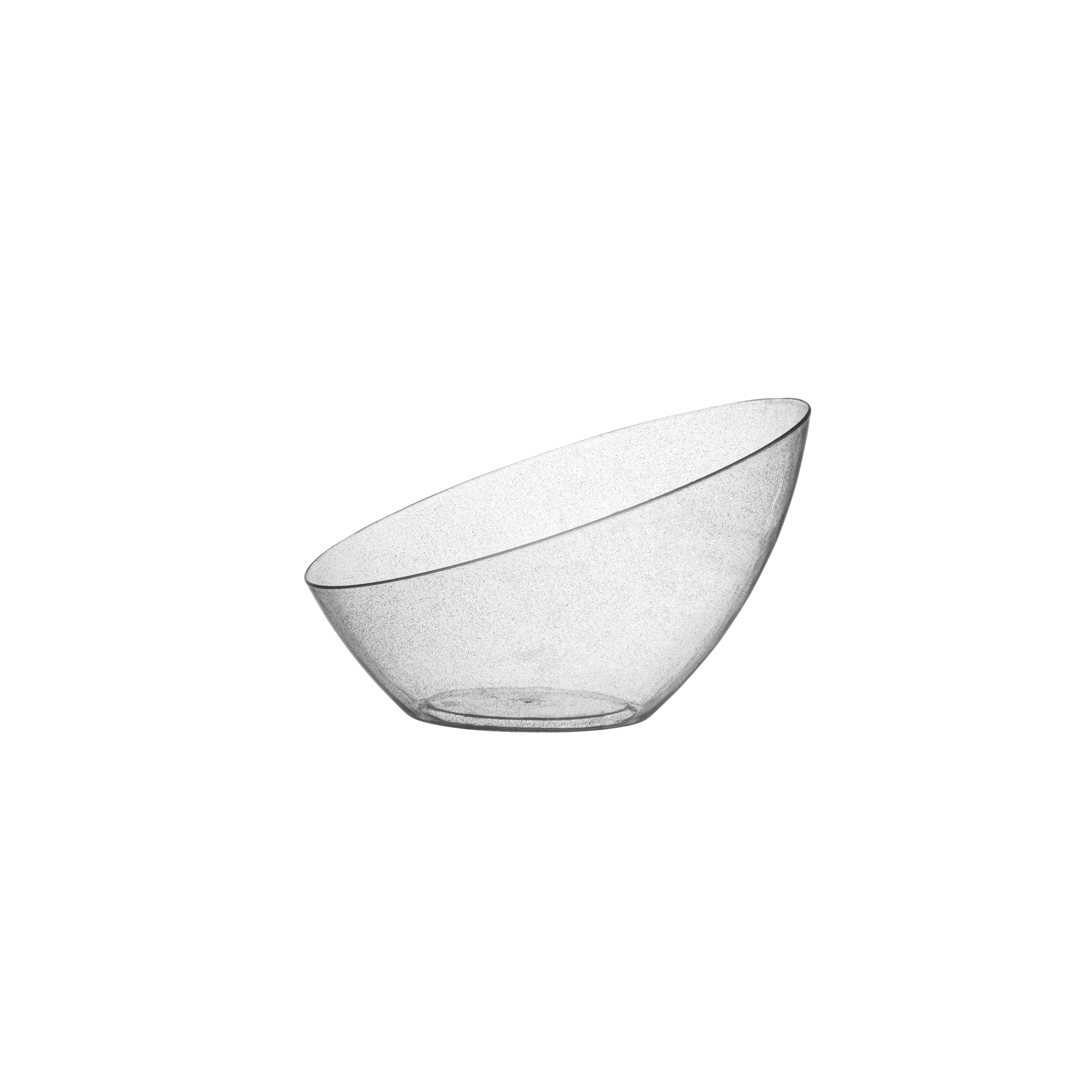 5 Pack Clear & Silver Glitter Angled Plastic Serving Bowls - Perfect for Party Snacks, Candy Buffets, and Dessert Displays