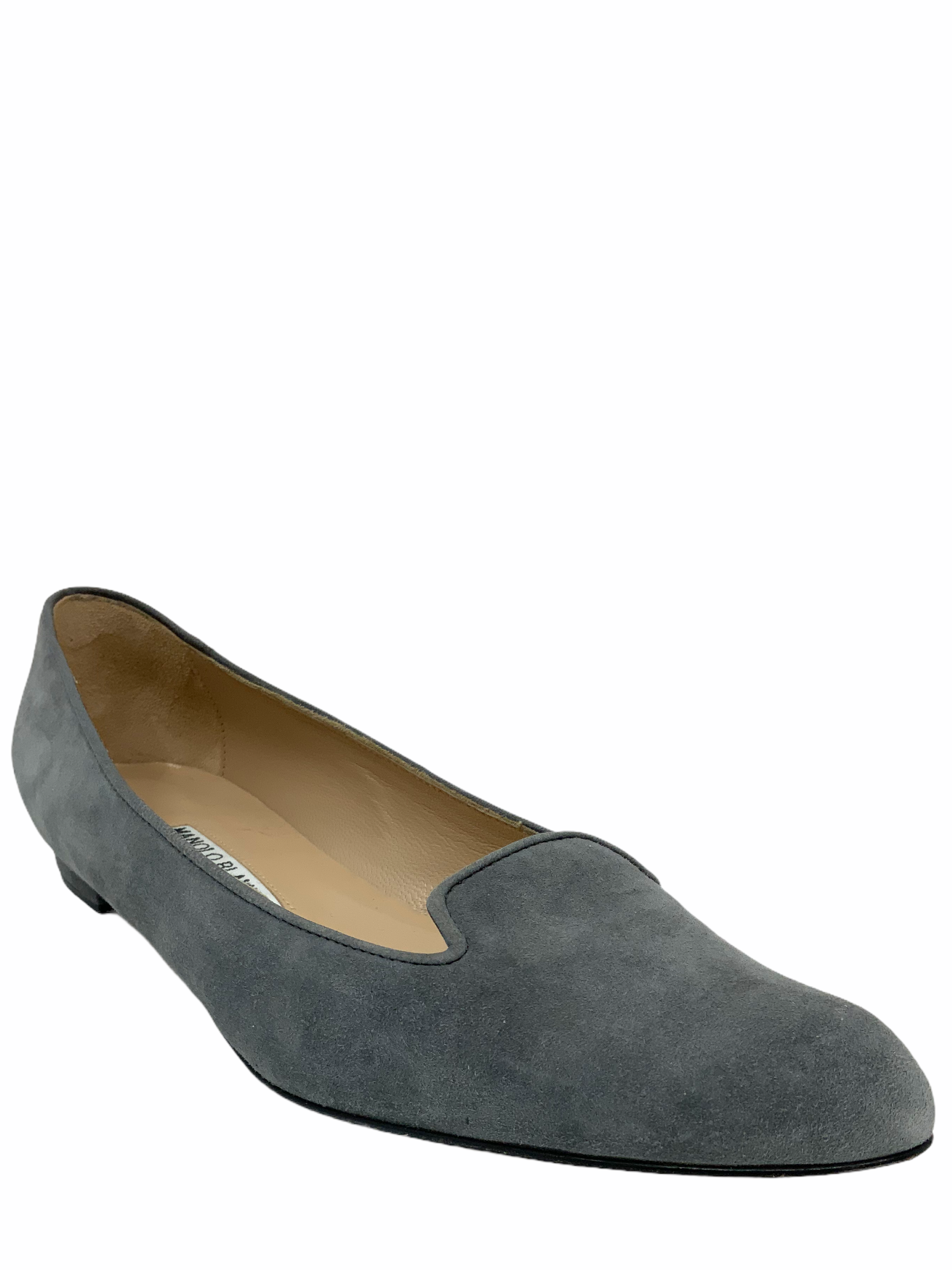 Manolo Blahnik Suede Skimmer Flats Women's Size 7.5 | Comfortable Ballet Flats for Work, Office & Casual Wear