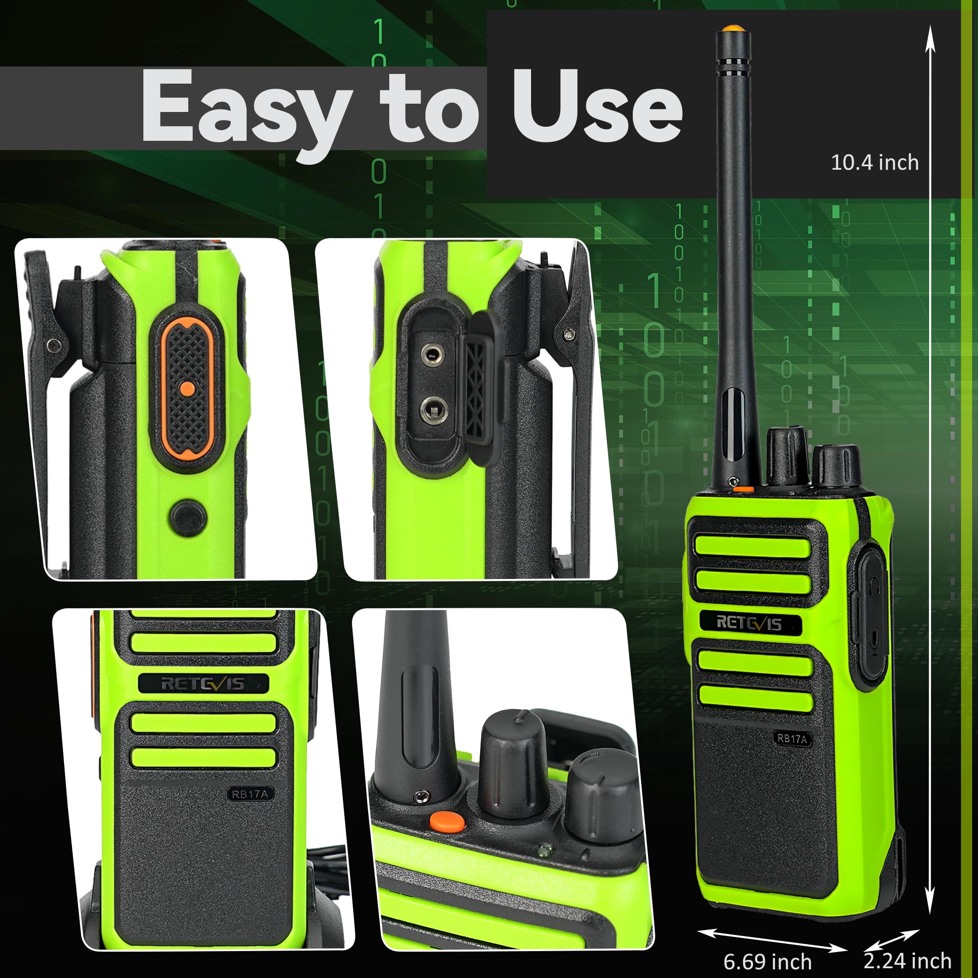 Retevis RB17A 5W Long Range Walkie Talkies - 30 Channel GMRS Business Radios with Repeater Capability, 350,000 Sq Ft Coverage for Warehouse, Construction & School Use (10 Pack) - Ideal for Team Communication in Large Facilities and Outdoor Work Sites
