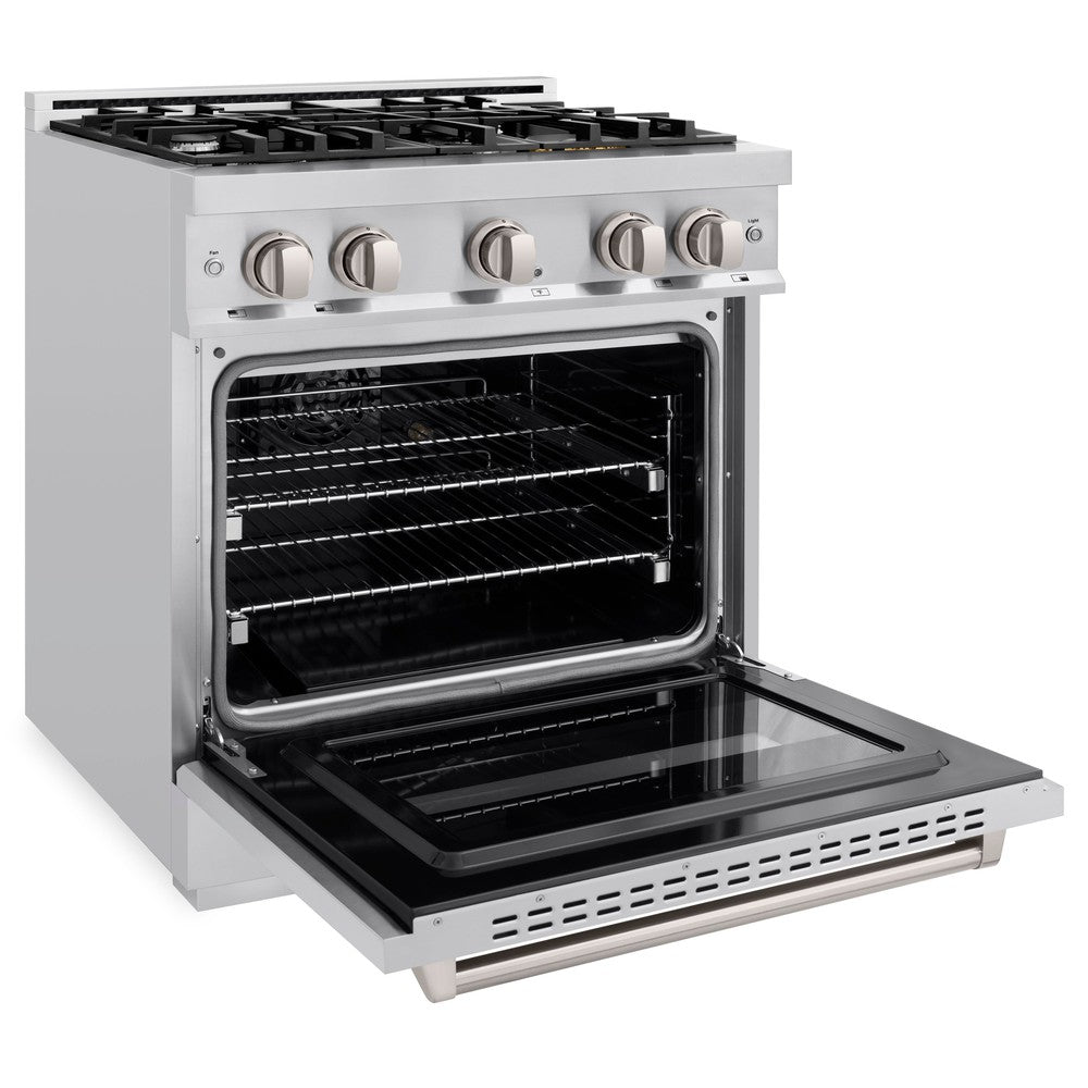 ZLINE 30 Inch 4.2 Cu. Ft. Stainless Steel Gas Range with 4 Burner Cooktop & Convection Oven - Perfect for Home Kitchen, Baking, and Family Cooking (Model CGR30)