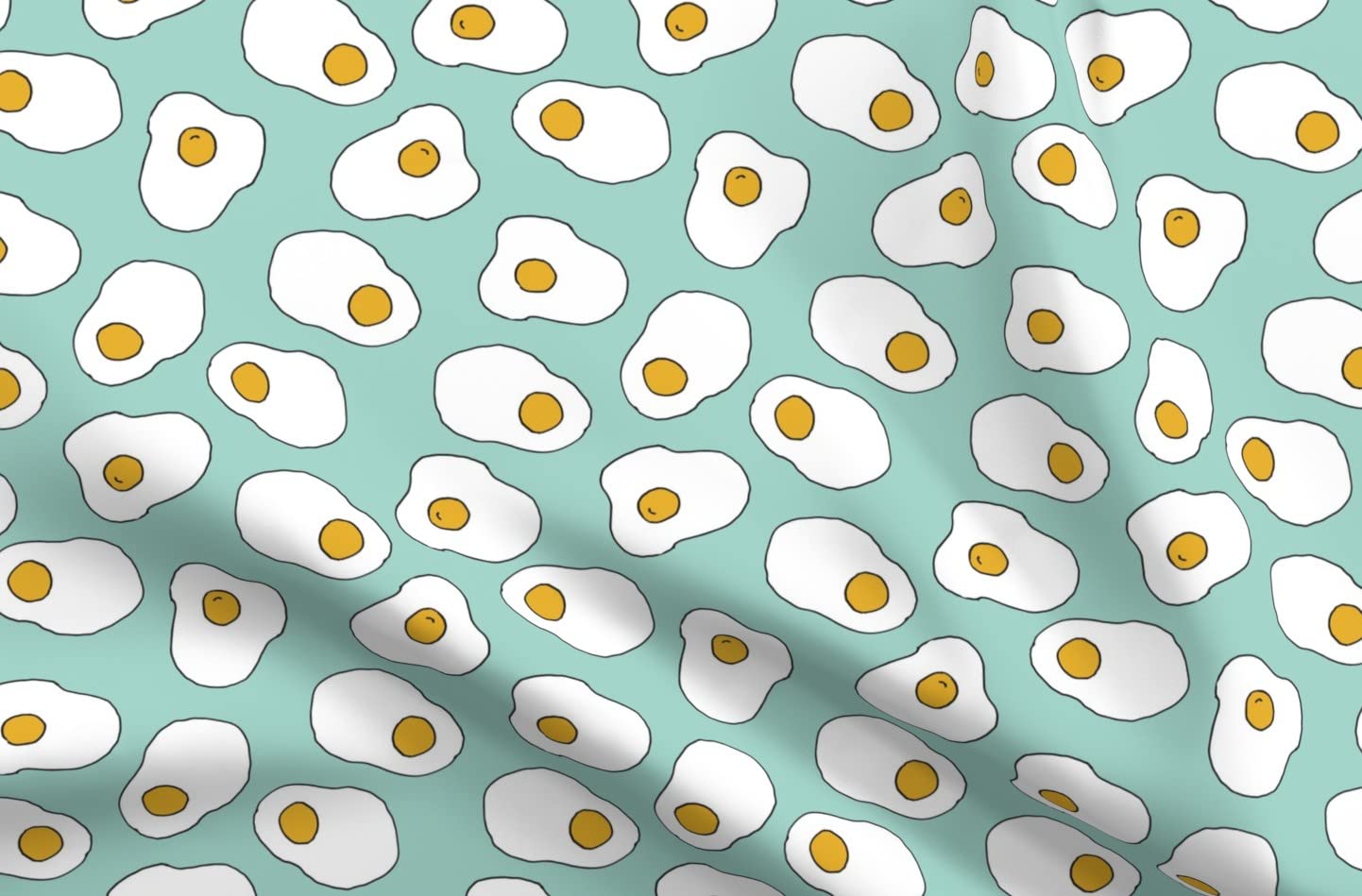 Eggs & Bacon Print Minky Fabric Fat Quarter - Soft Plush Fabric for Sewing Baby Blankets, Quilts & Backing - Breakfast Food Themed Fabric by Spoonflower - Perfect for DIY Projects, Nursery Decor & Cozy Home Textiles