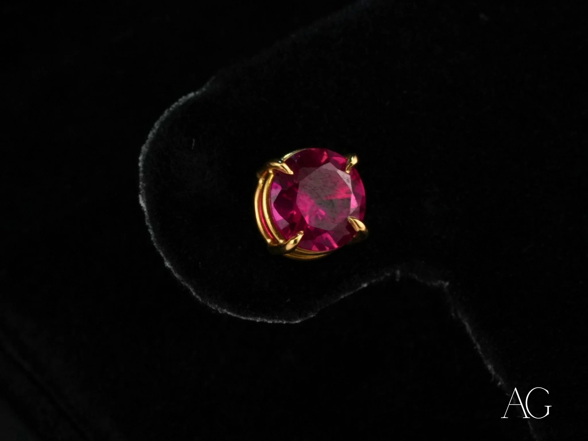 18K Gold CZ Stud Earrings with Radiant Ruby Sparkle - Elegant Cubic Zirconia Earrings for Women, Perfect for Weddings, Parties & Special Occasions