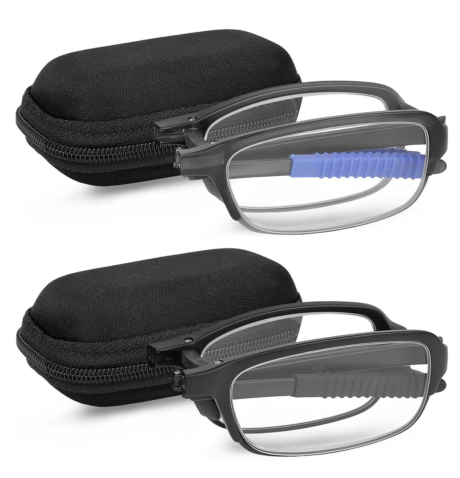 Success Eyewear Reading Glasses 2-Pack | Fashionable Folding Readers with Protective Cases | Unisex Reading Glasses for Men & Women | Perfect for Travel, Office & Daily Use