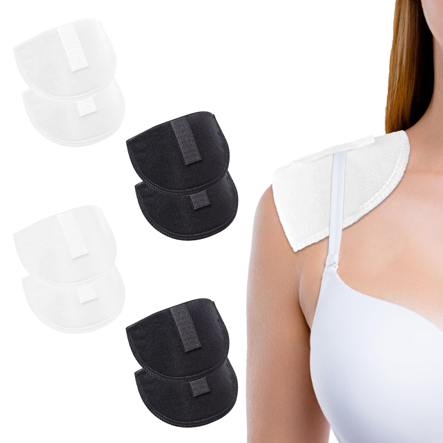 4 Pairs Self-Adhesive Shoulder Pads for Blazers - Non-Slip Sponge Shoulder Protectors with Soft Cover (Black & White) | Perfect for Suits, Dresses & Formal Wear Enhancement