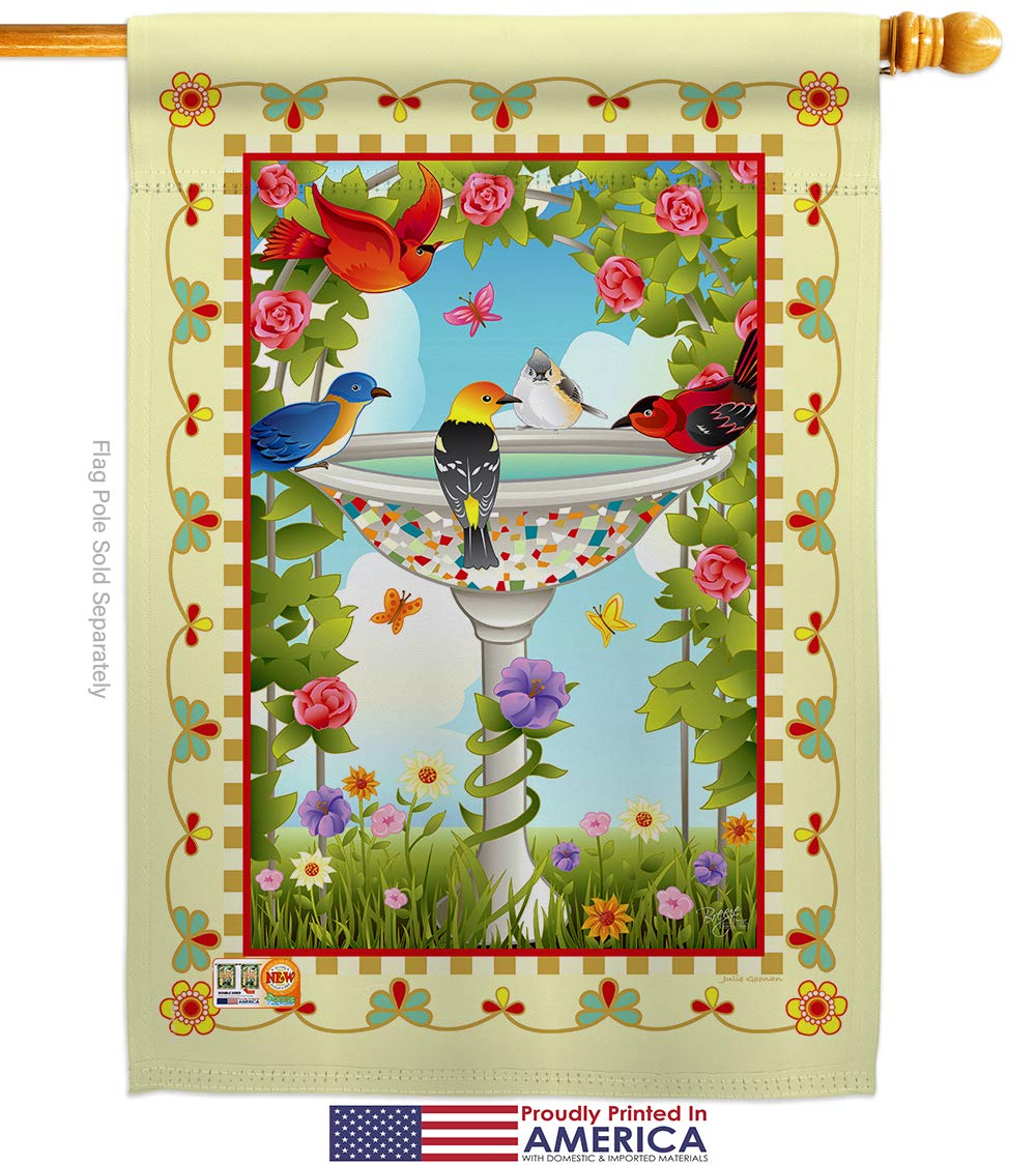 Premium 28x40 Inch Ivory House Flag with Exquisite Bird Designs - Flamingo, Hummingbird, Cardinal & Peacock - Spring Wildlife Decor for Yard, Garden & Outdoor Spaces | Made in USA | Perfect Gift for Nature Lovers & Bird Enthusiasts