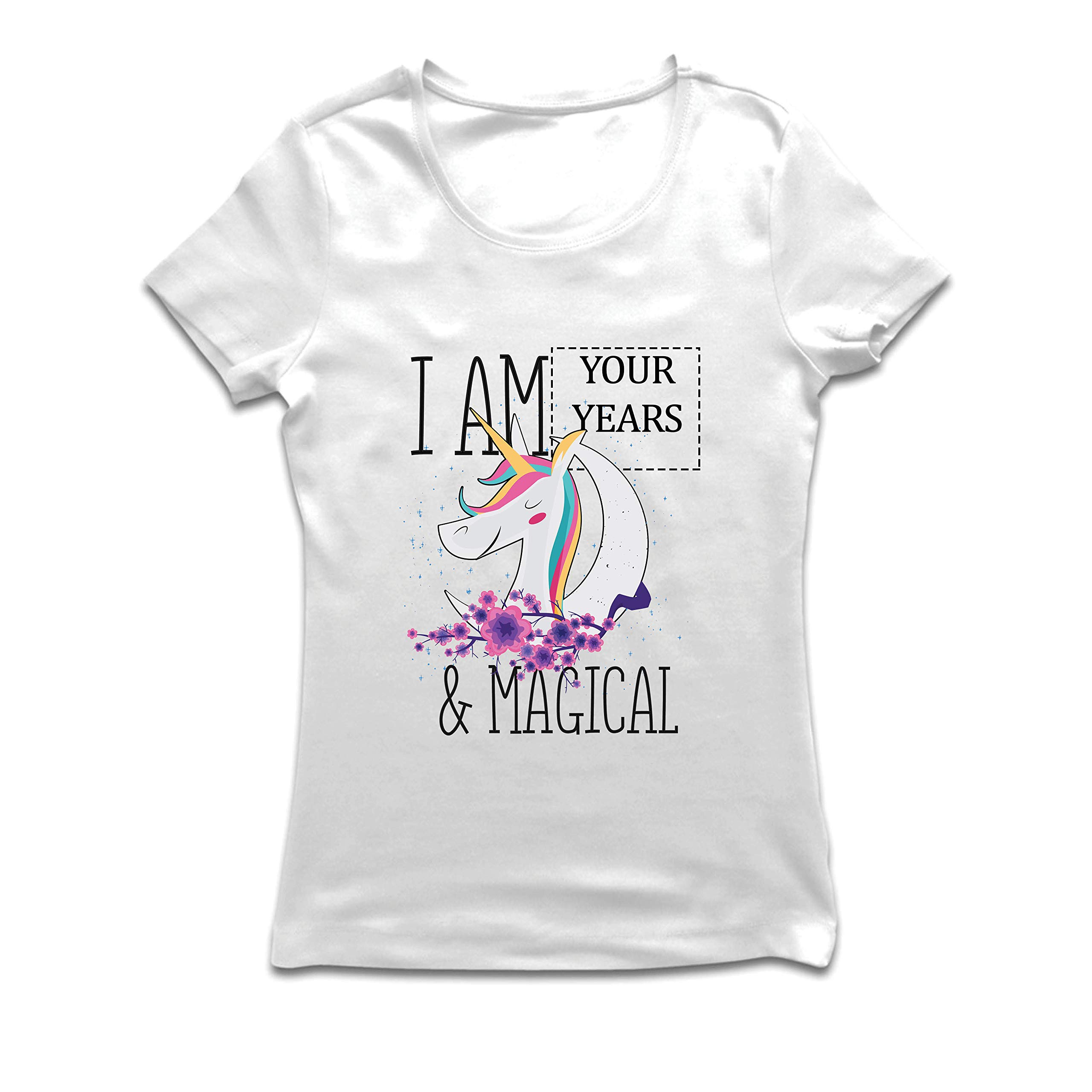 Custom 'I Am Years Old' Magical Unicorn Women's T-Shirt - Birthday Gift for Women & Girls | Perfect for Birthday Parties, Unicorn Themed Events & Casual Wear