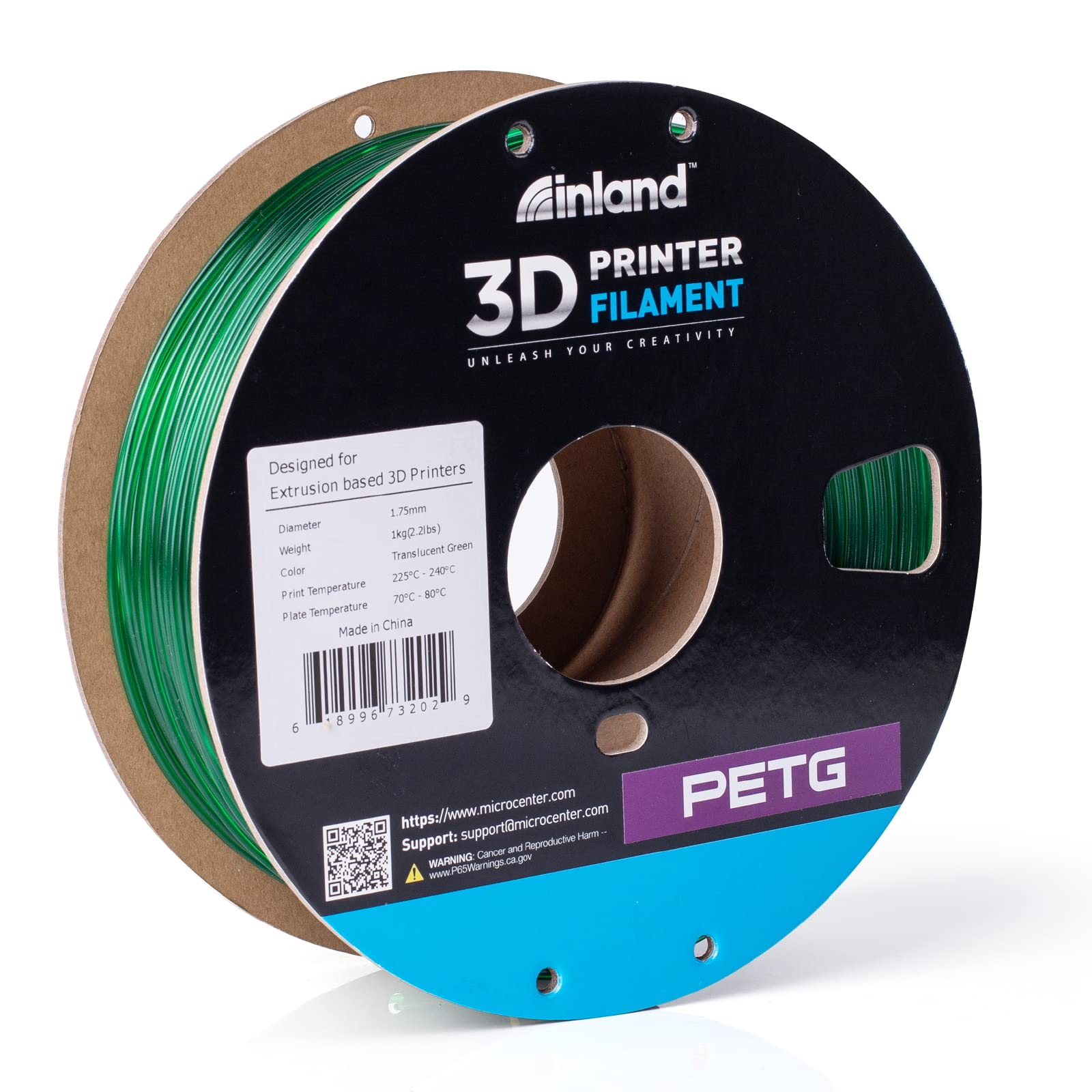 Premium PETG Filament 1.75mm for 3D Printing - Translucent Green 1KG Spool with High Precision (±0.03mm) - Ideal for Functional Prototypes, Cosplay Props & DIY Projects