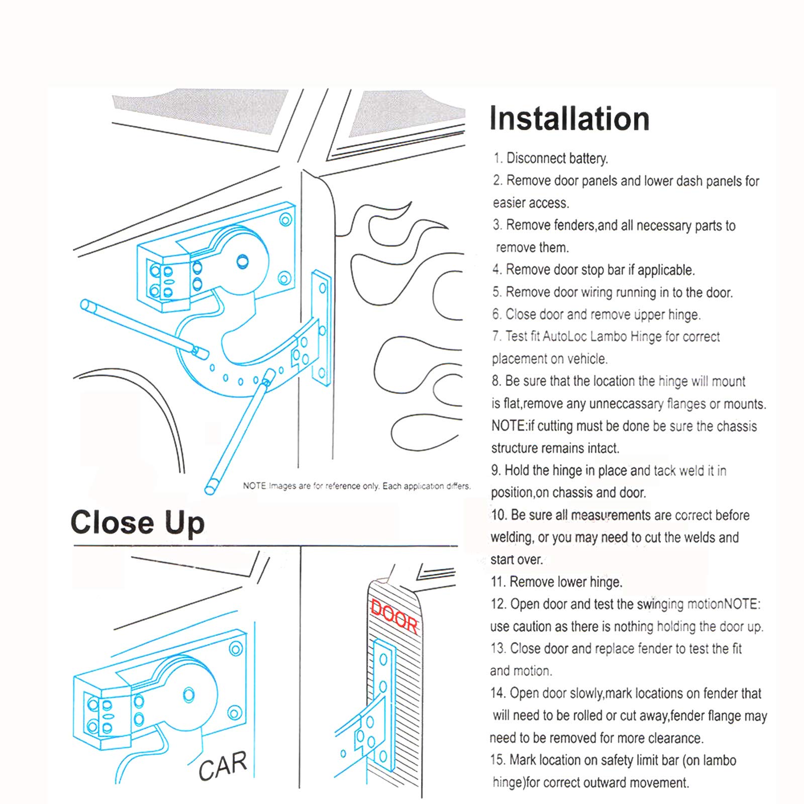 Universal Car Vertical Door Hinge Kit - Adjustable 90 Degree Lambo Style Conversion for Most Vehicles | Auto Accessories for Sports Cars, Tuner Vehicles & Show Cars