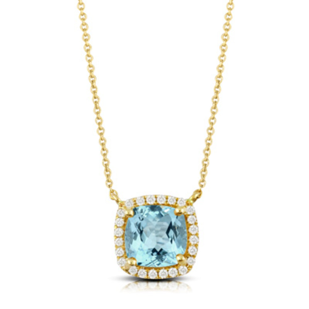 18K Gold Sky Blue Topaz Pendant Necklace with Diamonds - Elegant Jewelry Gift for Women, Birthday, Anniversary & Special Occasions