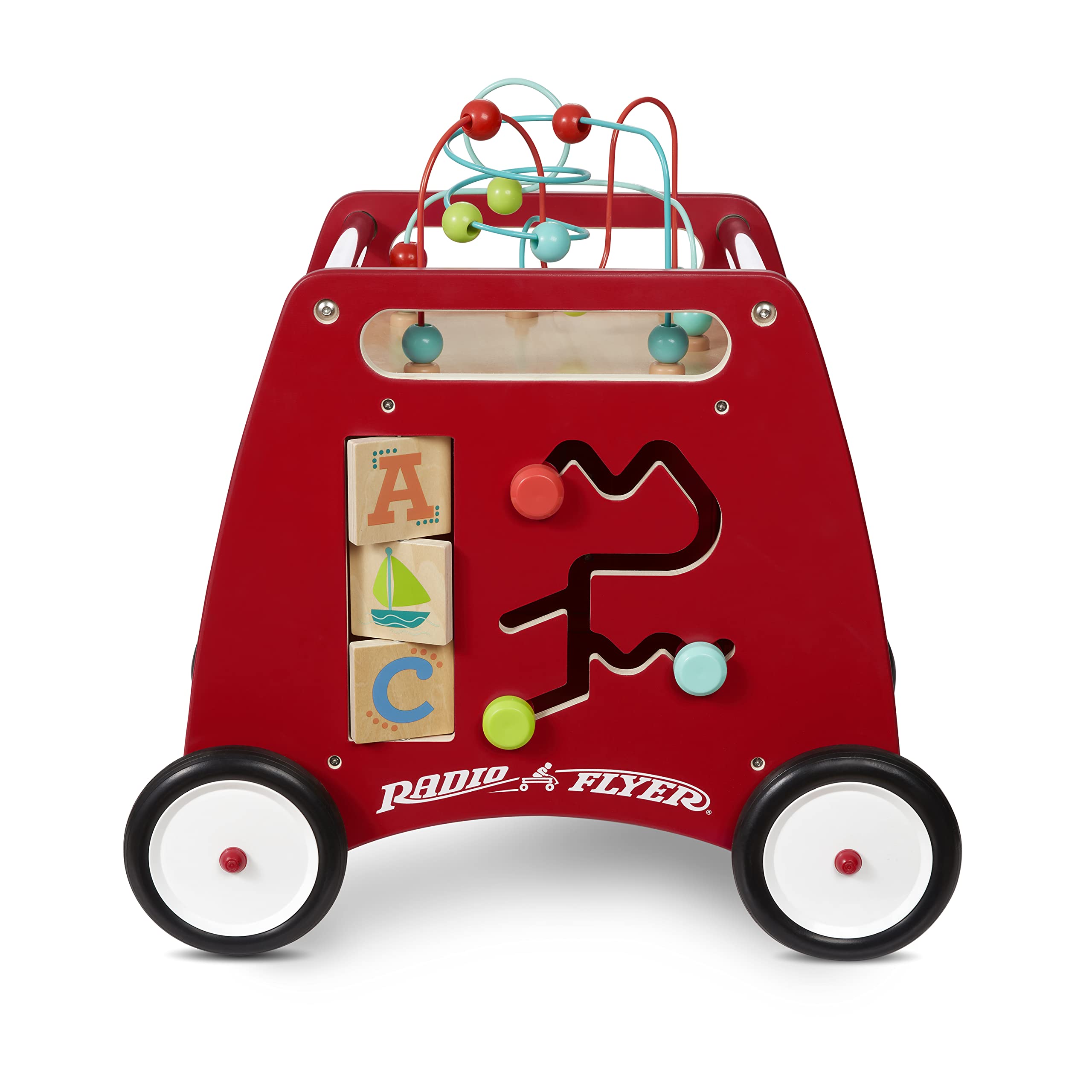 Radio Flyer Deluxe Push & Play Activity Cube Walker - Learning Toy for Toddlers Ages 1-3 Years (Red) - Perfect for Early Walking Development & Indoor Playtime