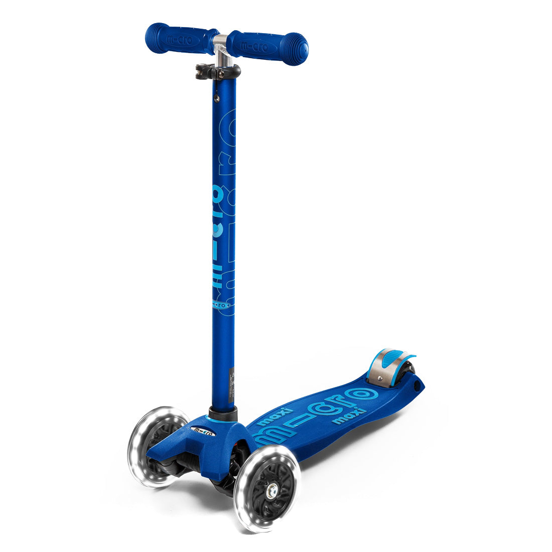 Micro Maxi Deluxe 3 Wheel LED Scooter for Kids - Blue | Light Up Wheels, Smooth Ride | Perfect for Commuting, Neighborhood Fun & Outdoor Adventures