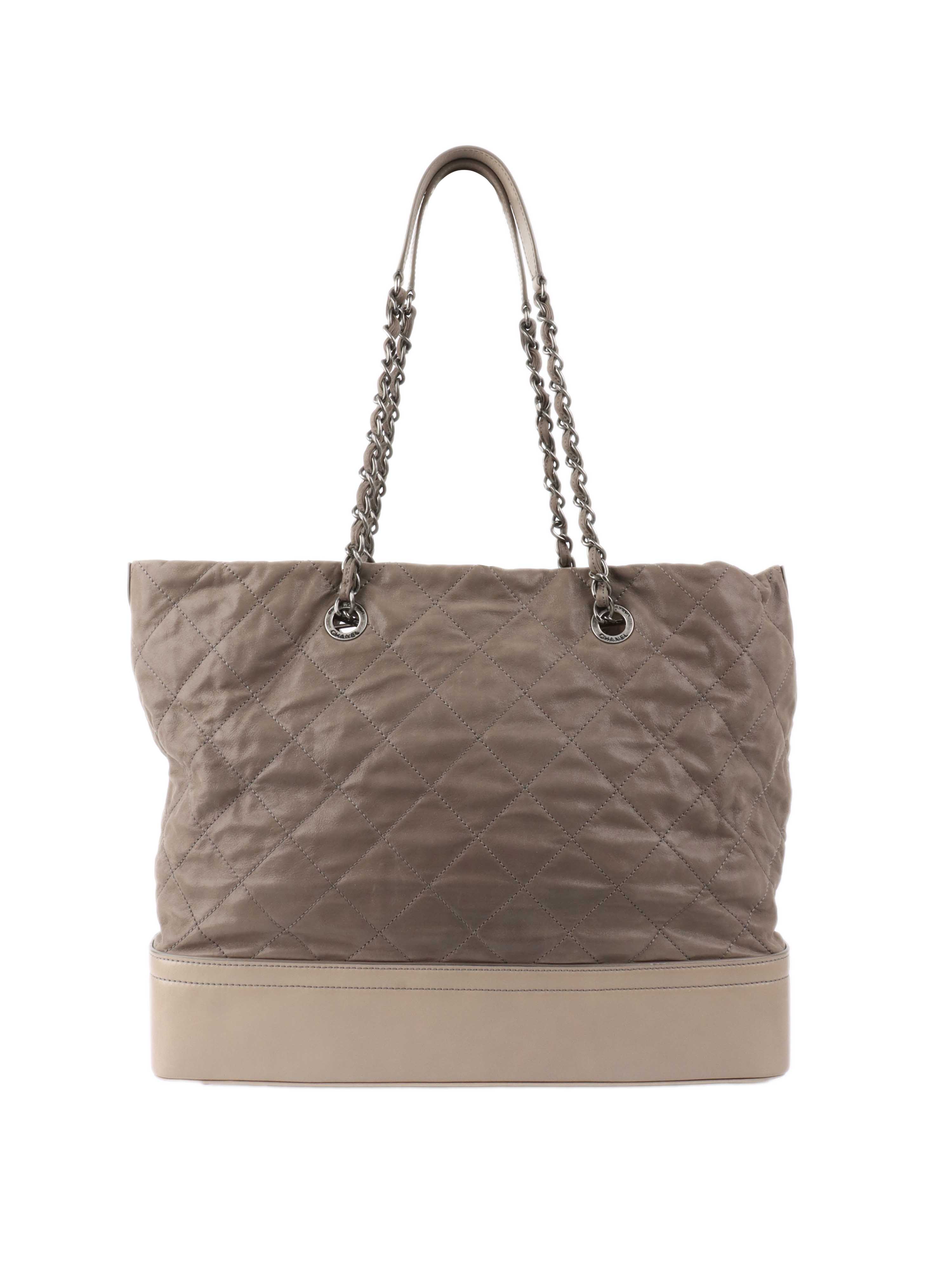 Chanel Grey Quilted Calfskin Tote Bag - Luxury Designer Handbag for Women | Perfect for Work, Travel & Everyday Use