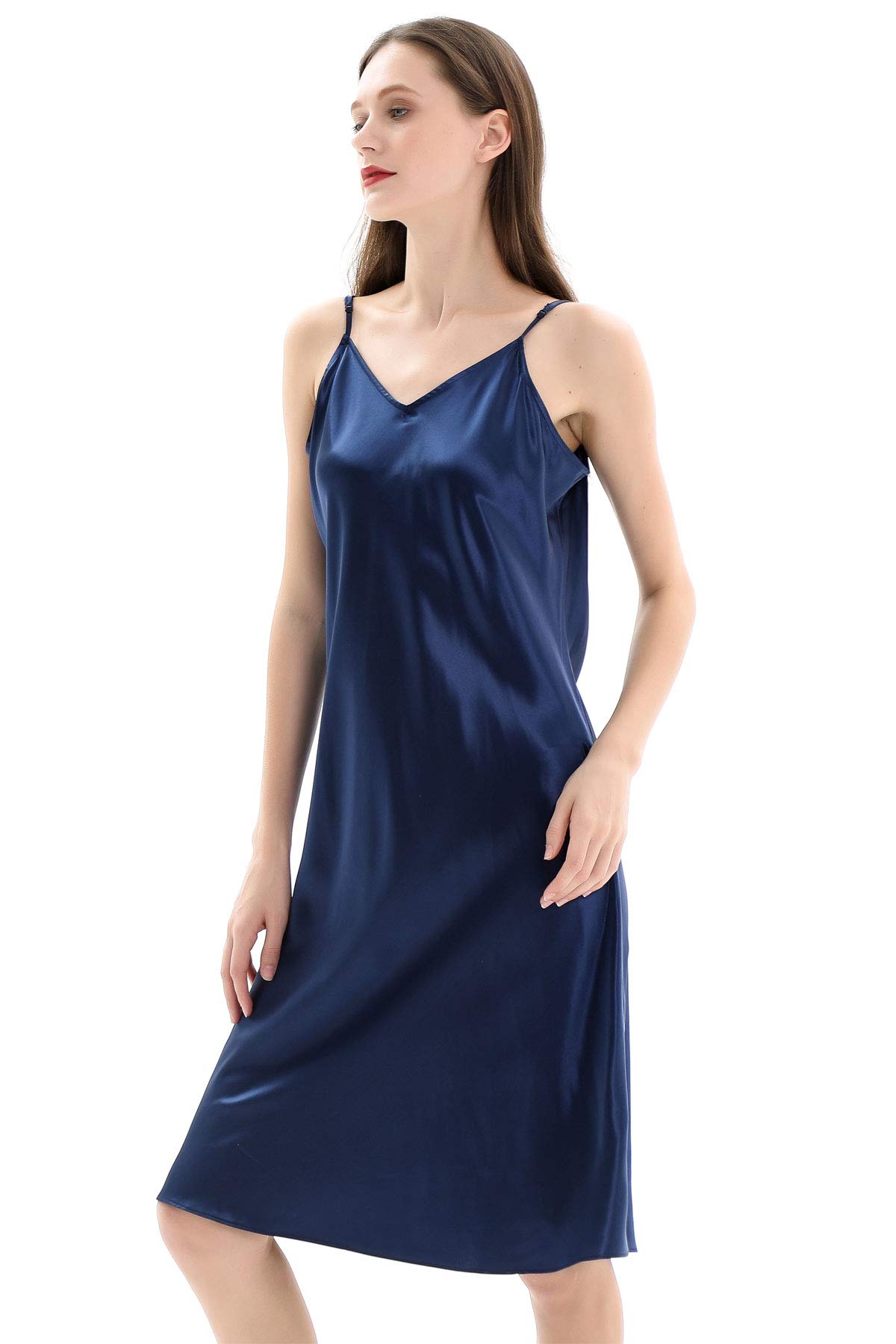 ZIMASILK 22 Momme Pure Mulberry Silk Nightgown - Spaghetti Strap Chemise with Deep V Neck for Women | Luxury Sleepwear for Bridal, Honeymoon & Romantic Occasions