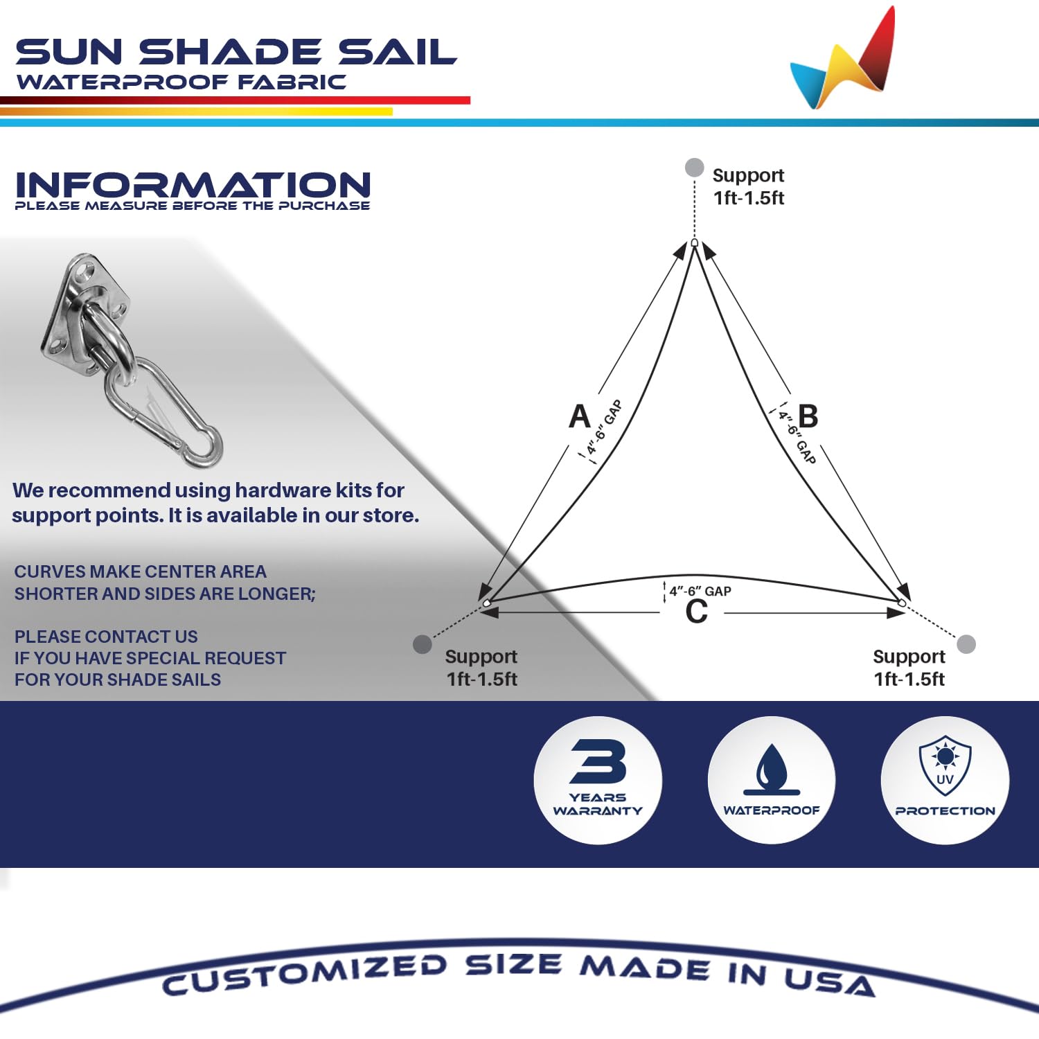 24' x 24' x 24' Waterproof Triangle Sun Shade Sail - UV Block Canopy Cover for Pergola, Patio, Deck, Balcony & Yard - Light Gray Outdoor Shade Solution for Summer Protection & Relaxation