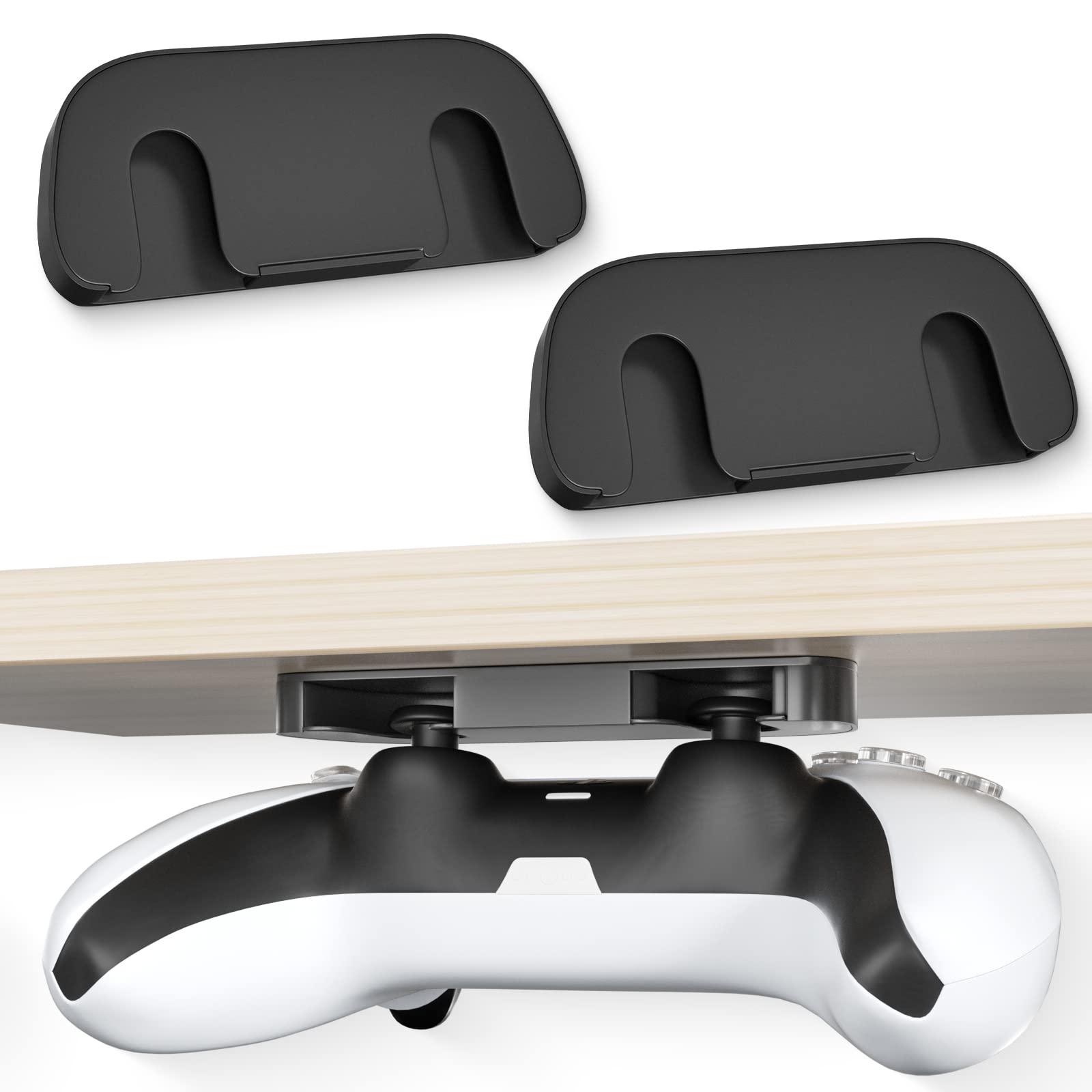 RUKUHOT 2-Pack Under Desk Controller Holder for PS5 & PS4 - No Drill Mount Stand, Organizer Storage Rack - Perfect for Gaming Setup, Office & Bedroom Organization