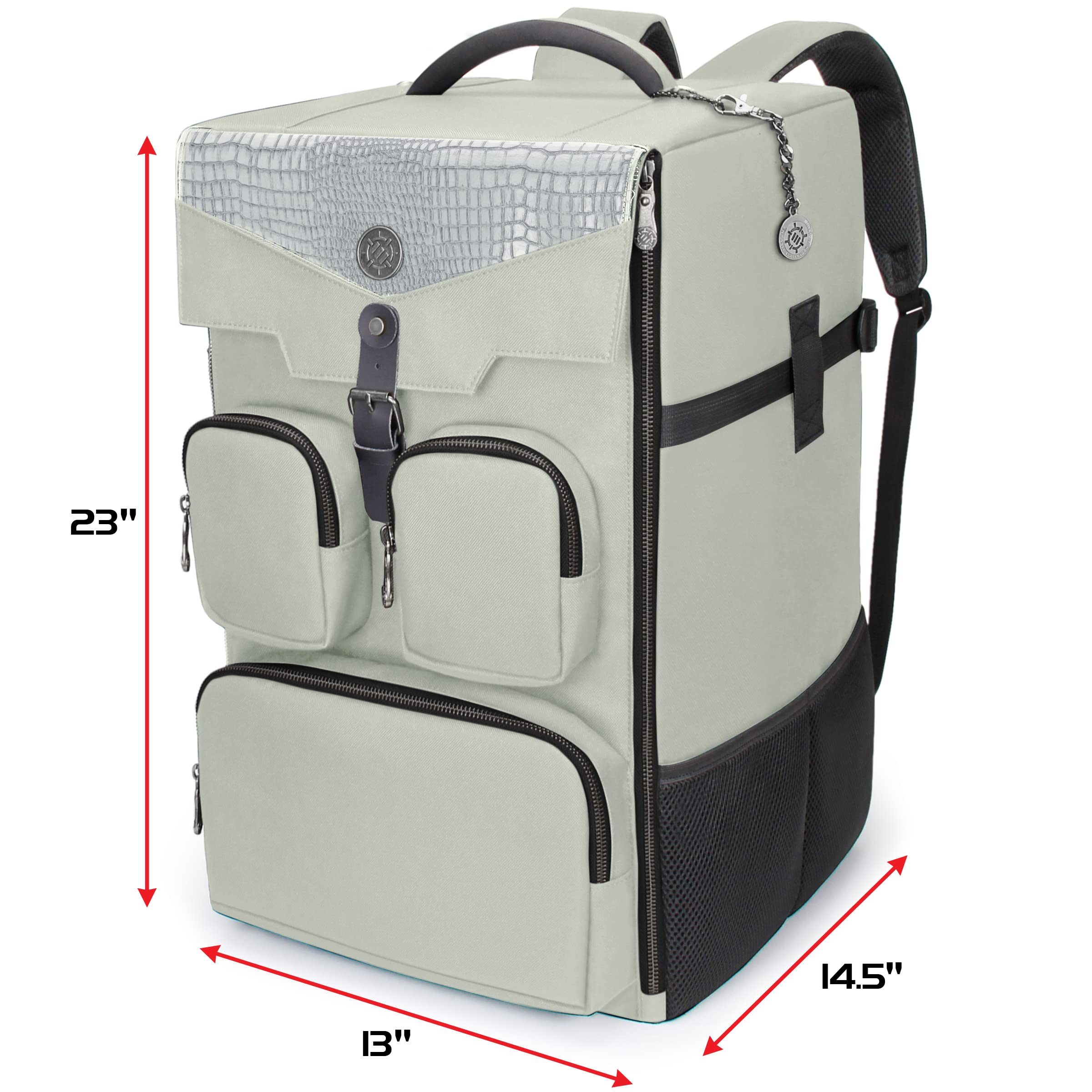 Premium ENHANCE Collector's Edition Board Game Backpack - Heavy-Duty Rigid Storage Case with Padded Straps, Carry Handle & Organizer Pockets for Dice, Cards & Accessories (Dragon Silver) - Perfect for Game Nights, Conventions & Travel