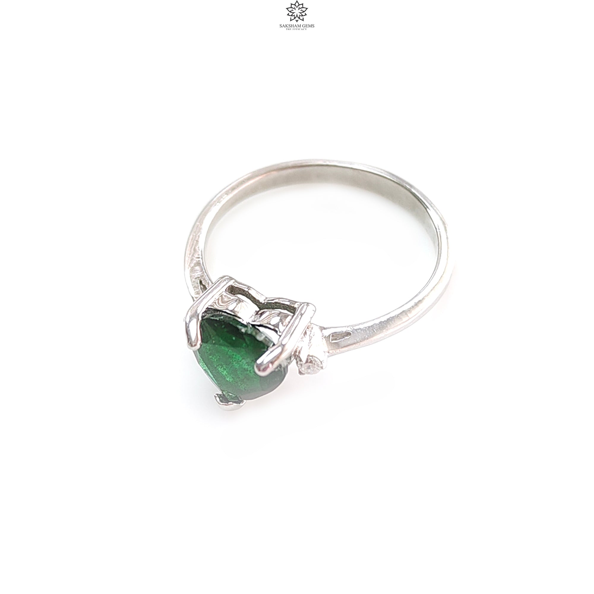 Natural Emerald Heart Ring - 1.67g Genuine Untreated Emerald Faceted Cut in 925 Sterling Silver Prong Setting, Size 5.5 US | Elegant Jewelry Gift for Women, Perfect for Valentine's Day, Anniversary & Special Occasions
