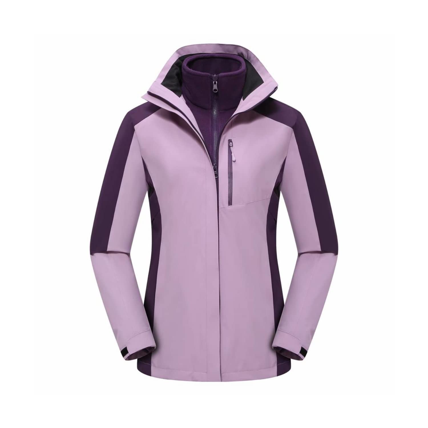 Women's 3-in-1 Waterproof Ski Jacket with Fleece Lining & Adjustable Hood - Windproof Winter Snow Coat for Skiing, Snowboarding & Outdoor Activities