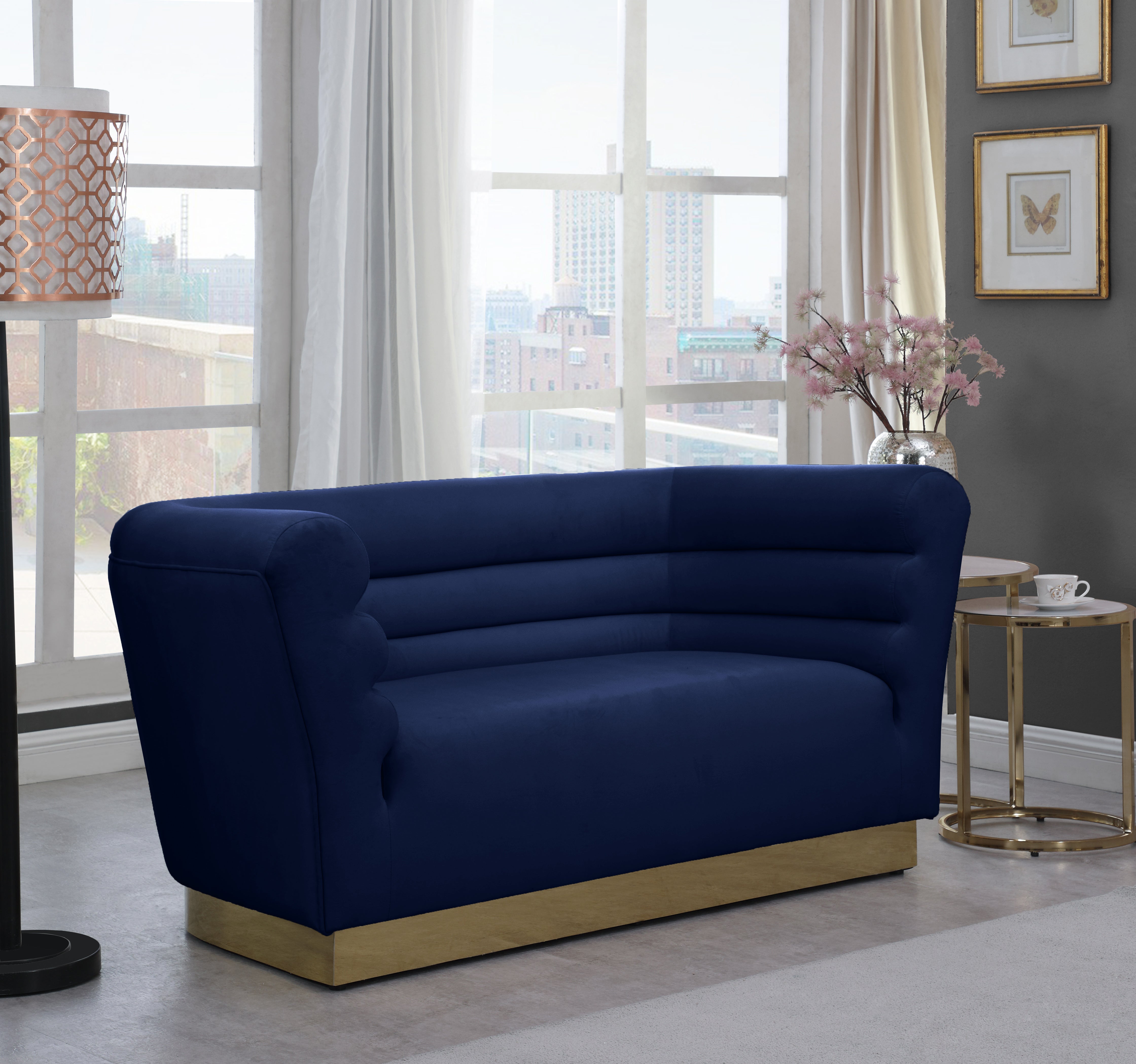Bellini Velvet Loveseat - Modern Small Sofa for Living Room, Apartment & Office | Soft Upholstered 2-Seater Couch with Sturdy Wooden Legs | Perfect for Cozy Spaces, Small Homes & Reading Nooks