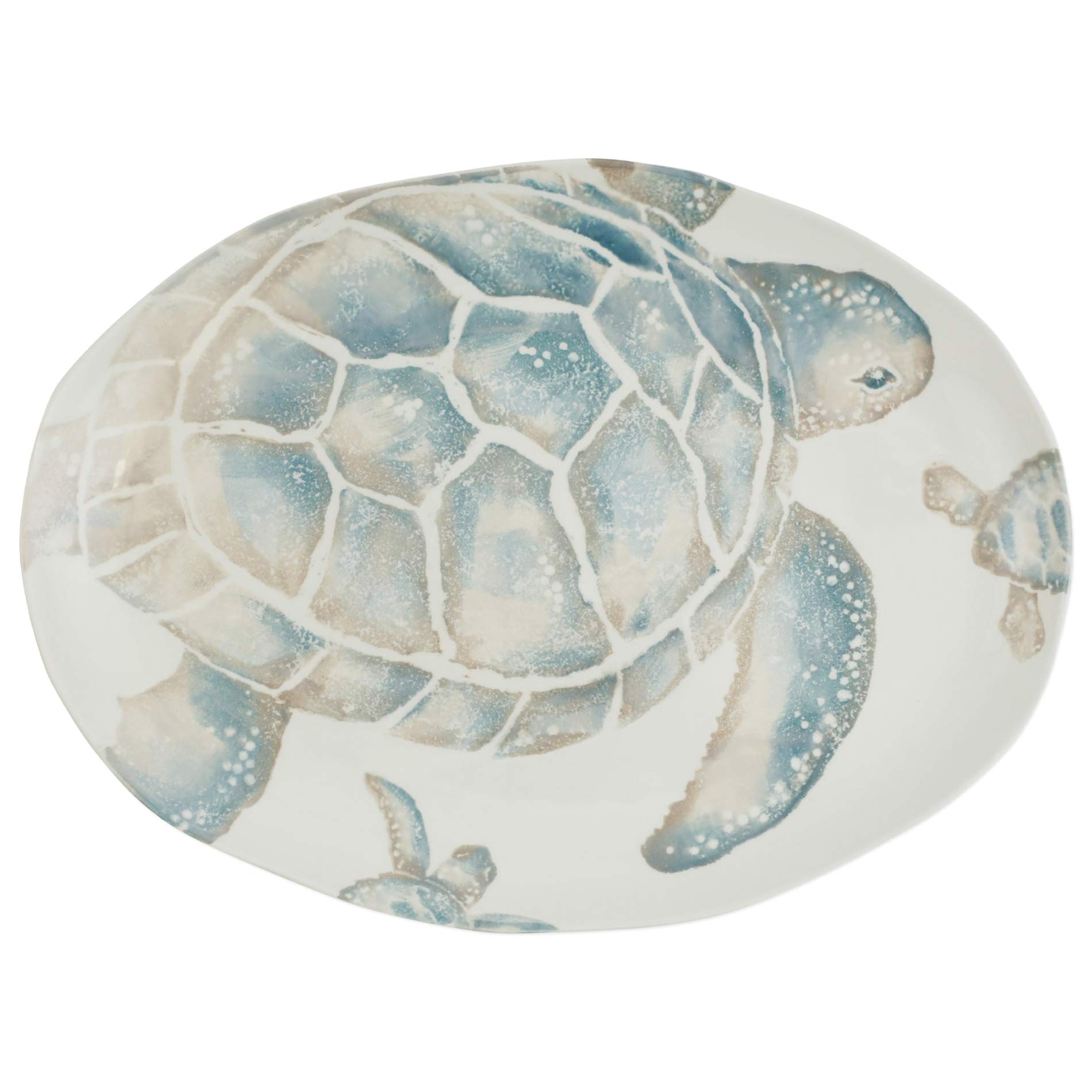 Vietri Tartaruga Medium Oval Platter - Terra Bianca Ceramic Serving Dish for Appetizers, Cheese & Charcuterie | Elegant Table Decor & Entertaining Essentials for Dinner Parties & Hosting Gifts
