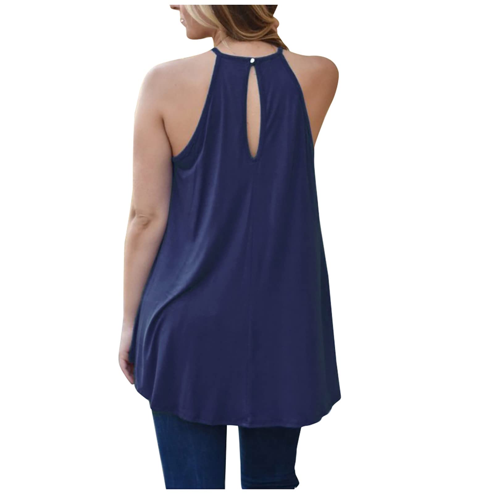 Women's Summer Halter Tank Tops - Sleeveless Sexy Lace Crochet Blouse, Racerback Loose Flowy Shirt for Casual Wear | Beach Vacation, Date Night, Summer Outfits