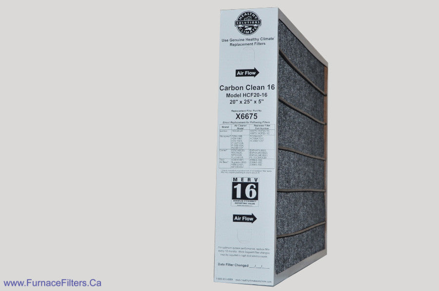 Lennox X6675 20x25x5 MERV 16 Furnace Air Filter - Healthy Climate Carbon Clean - HCF20-16 Replacement - Pack of 1 - Improves Indoor Air Quality for Homes & Offices
