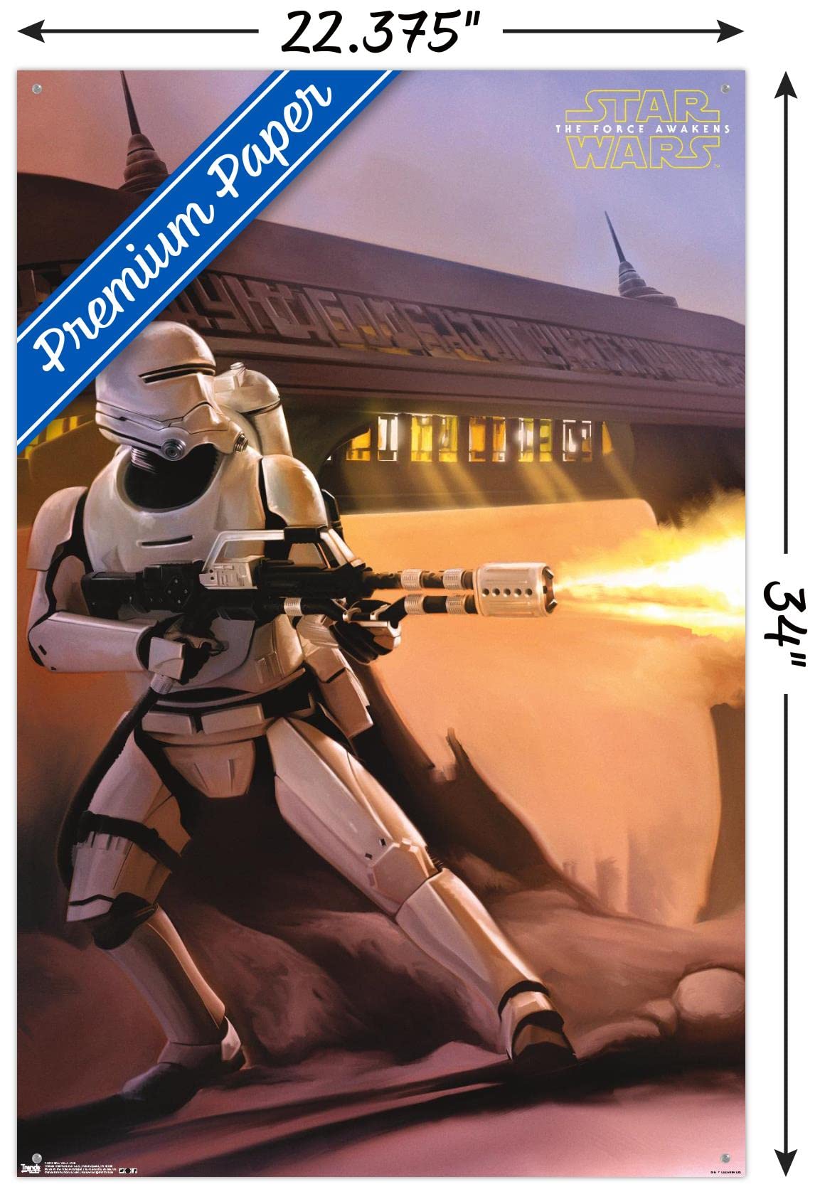 Star Wars The Force Awakens Movie Poster - Premium Fire Wall Art with Push Pins | Perfect for Bedroom, Home Theater & Office Decor