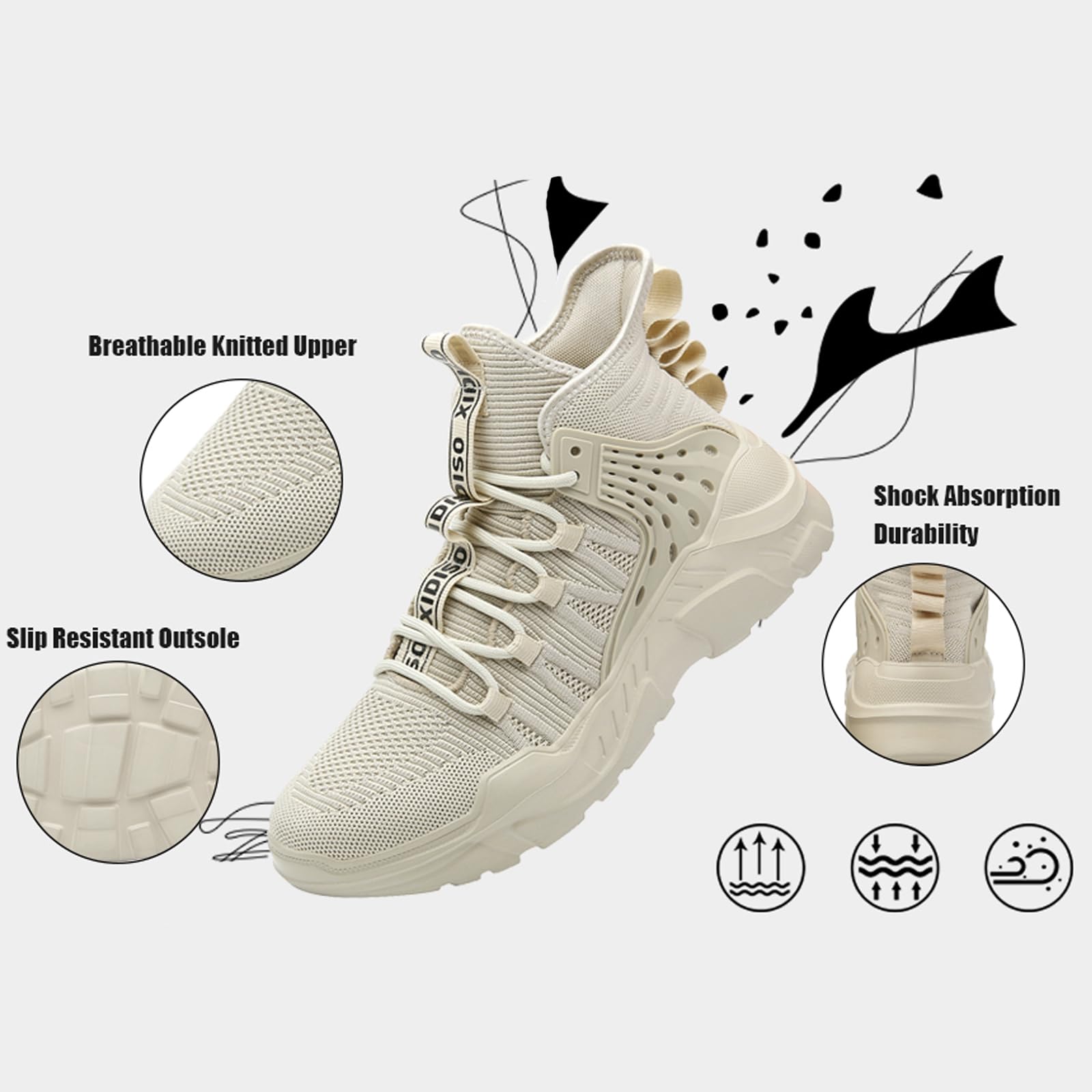 **SANNAX Men's High-Top Running Shoes - Lightweight Athletic Sneakers for Walking, Gym & Tennis - Non-Slip Breathable Sports Shoes for Casual Wear & Workout**