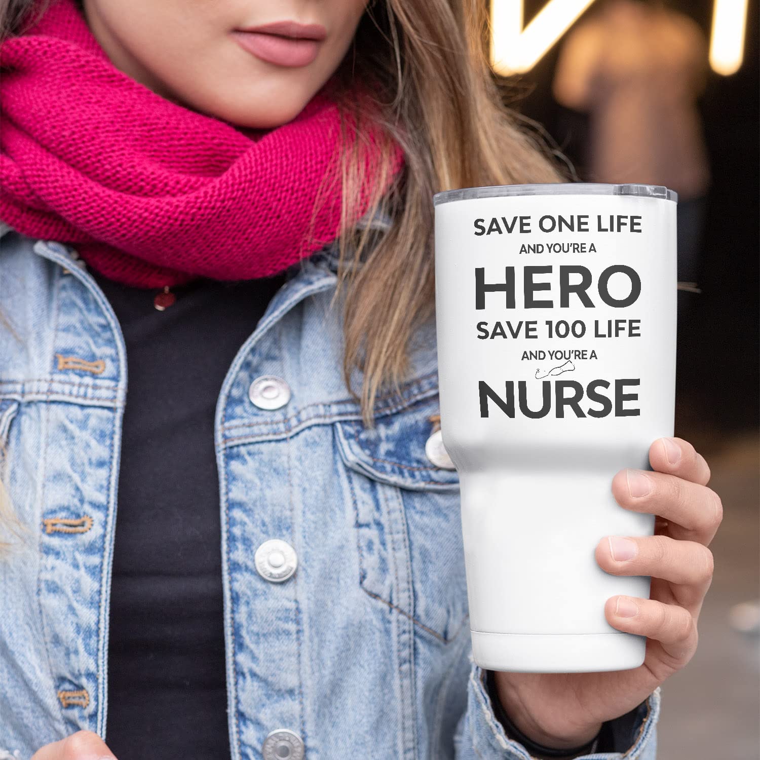 30oz Insulated Stainless Steel Travel Tumbler - Hero Nurse Themed Coffee Cup with Motivational Quote | Perfect for Nurses, Healthcare Workers & Medical Students | Great for Hospitals, Clinics & Daily Commute