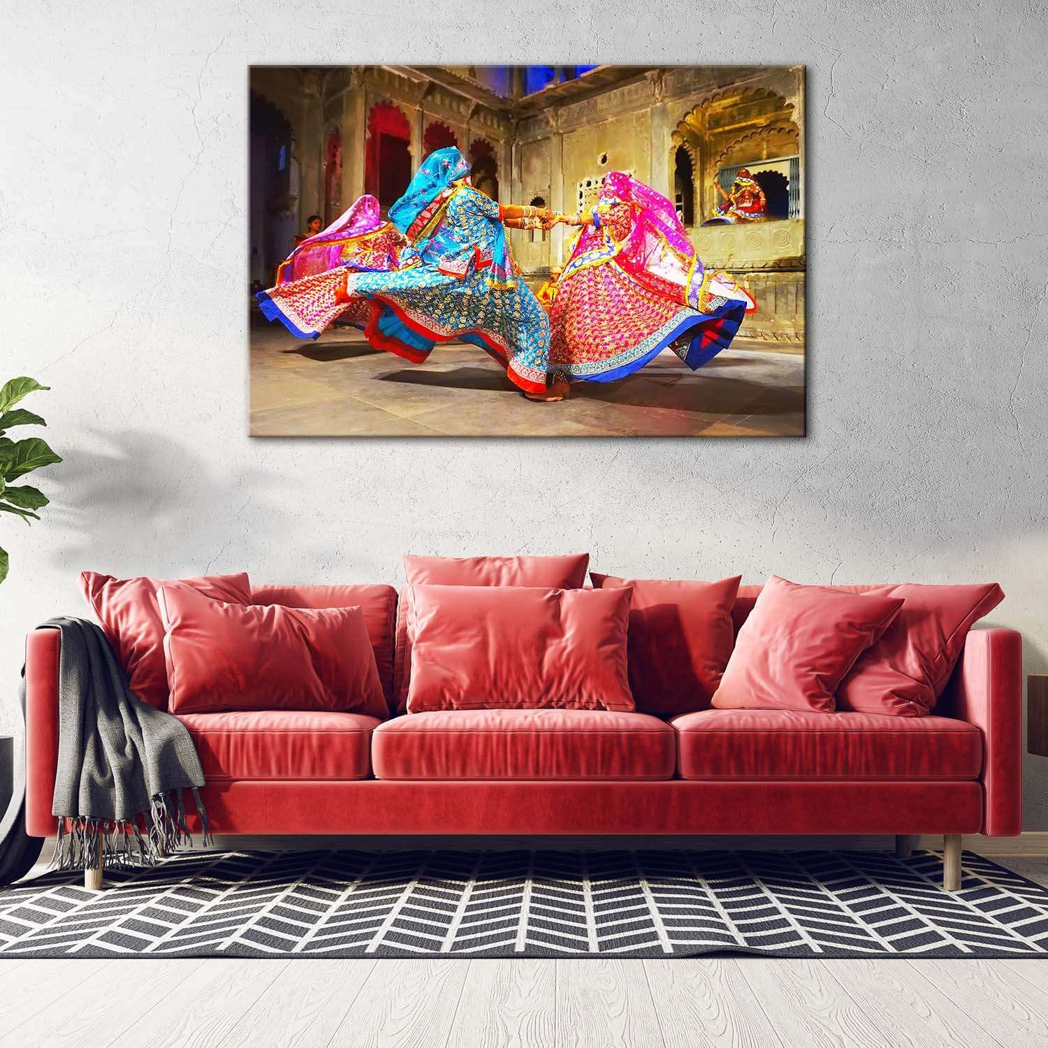 Startonight Framed Canvas Wall Art - Indian Dance Painting for Living Room Decor, 32