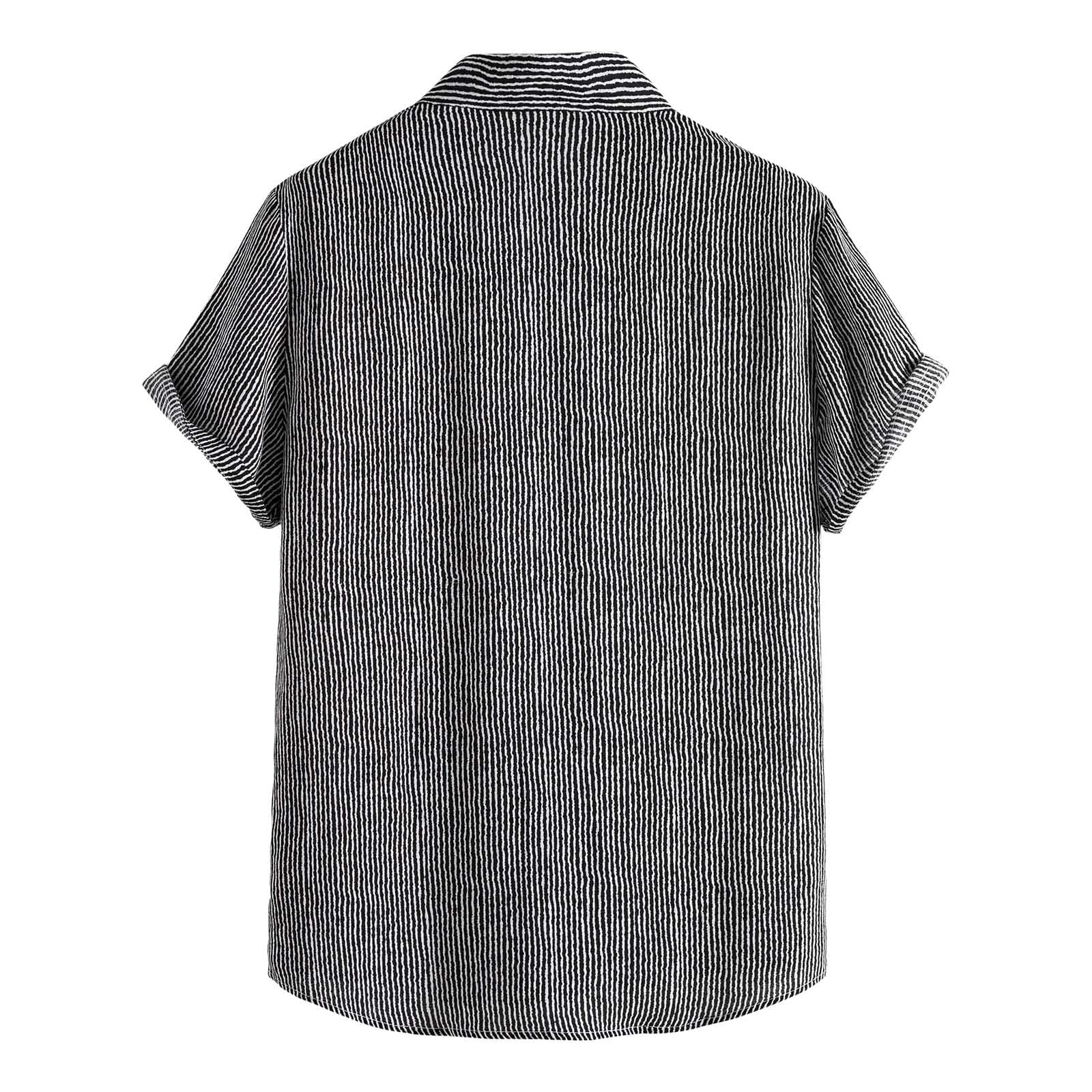QWENTMTNTY Men's Summer Casual Short Sleeve Button Down Shirt - Soft Turndown Collar Printed Tee Shirt for Outdoor, Office & Date Night Fashion