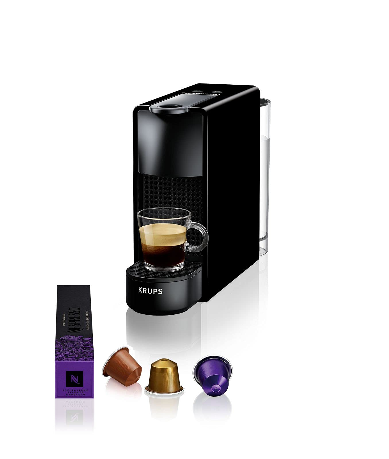 Krups Nespresso Essenza XN110840 Mini Coffee Machine - Compact & Fast, Piano Black - Perfect for Home, Office, or Small Spaces
