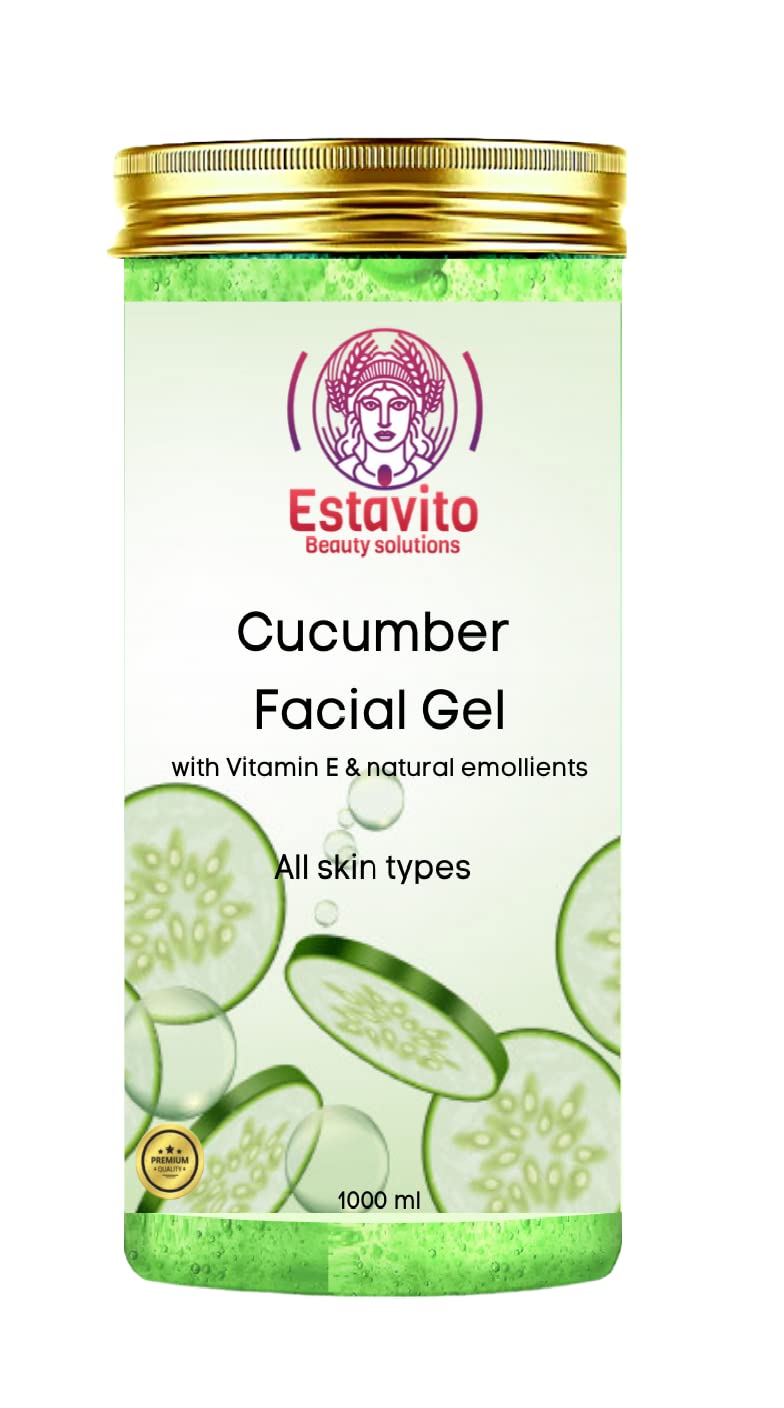 ESTAVITO Cucumber Face Gel 1000ml - Deep Cleansing & Brightening Facial Gel for Hydrated Skin | Refreshing & Soothing Skincare for Daily Use, Spa & After Sun Care