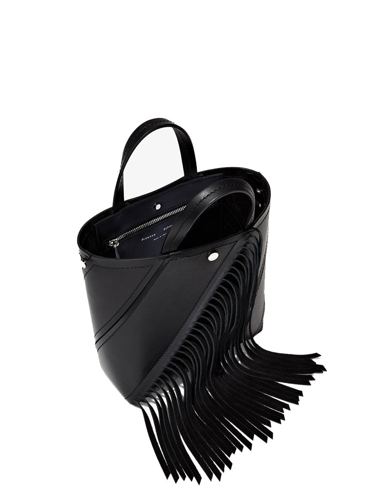Small Hexagon Fringe Tote Bag - Black Crossbody Purse for Women, Trendy Boho Handbag for Everyday Use, Shopping & Travel