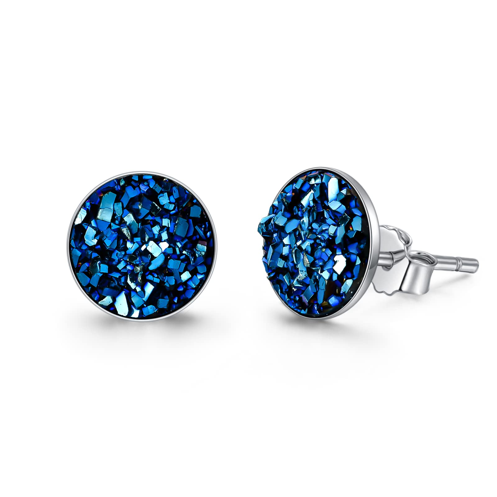 925 Sterling Silver Hypoallergenic Druzy Stud Earrings for Women & Girls - Sensitive Ears Safe - Perfect Graduation & Birthday Gift for Teen Daughter | Everyday Wear, Special Occasions, Jewelry Gift Box