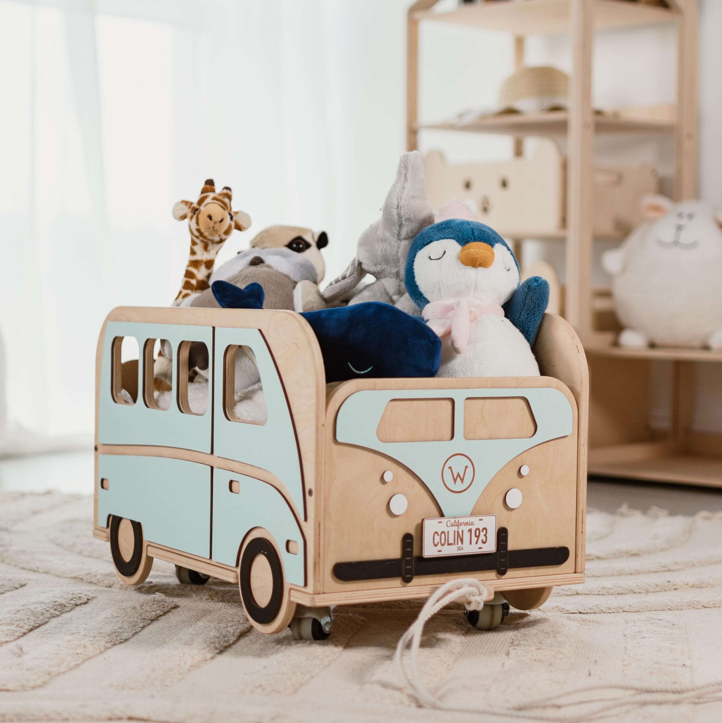 **Personalized Wooden Toy Storage Organizer with Wheels - Kids Toy Box for Boys & Girls, Nursery & Playroom Decor - Baby Furniture for Toddler Room, Bookshelf & Storage Solution - Perfect Birthday & Christmas Gift for Kids**    *(Ideal for organizing toys, books, and nursery essentials—great for playrooms, bedrooms, and daycare centers!)*