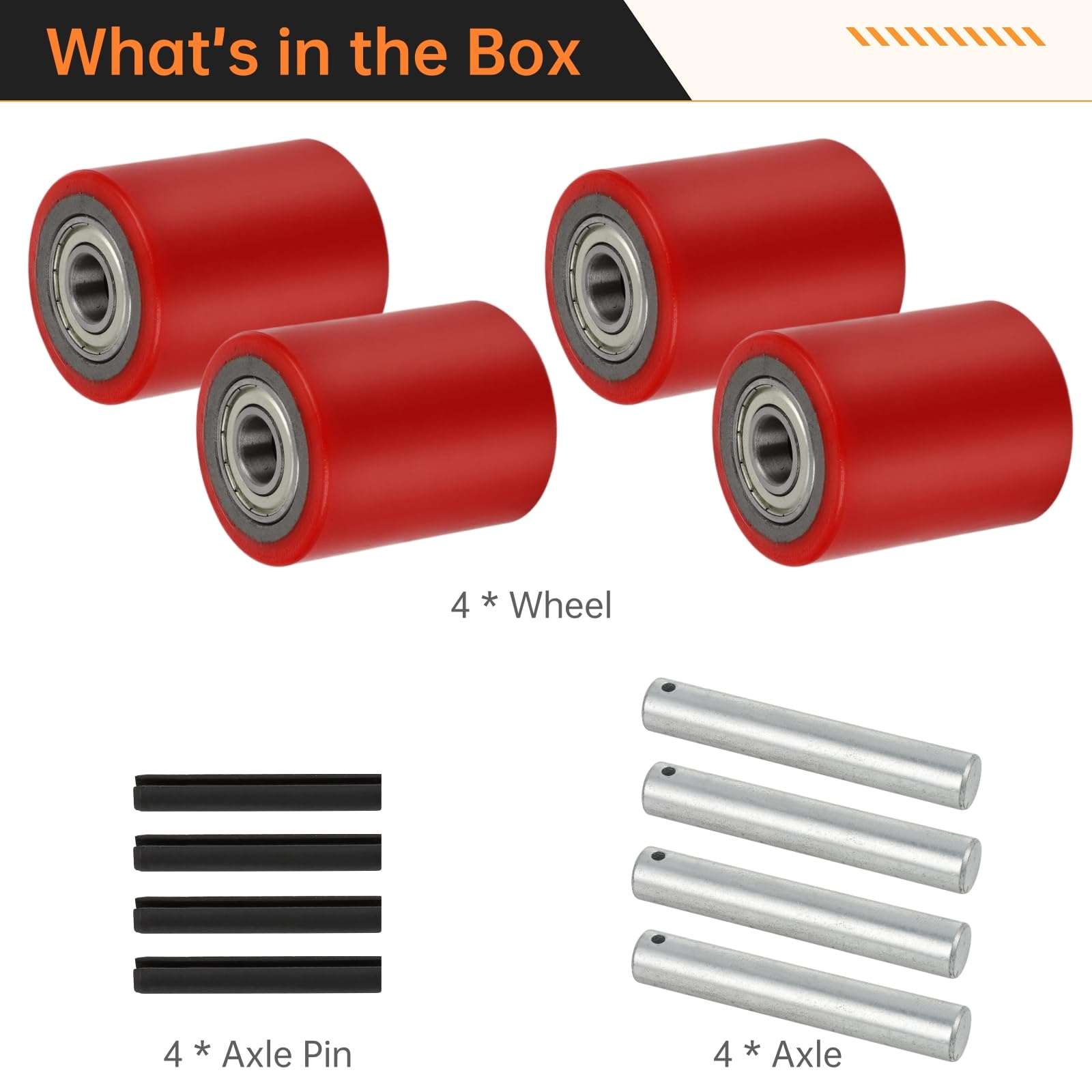Homaisson 2 Pair Pallet Jack Load Wheels - 3” x 3.75” Replacement Wheels with Bearings (ID 20mm) for Manual Pallet Jacks & Lift Trucks - Durable Warehouse Equipment for Smooth Material Handling