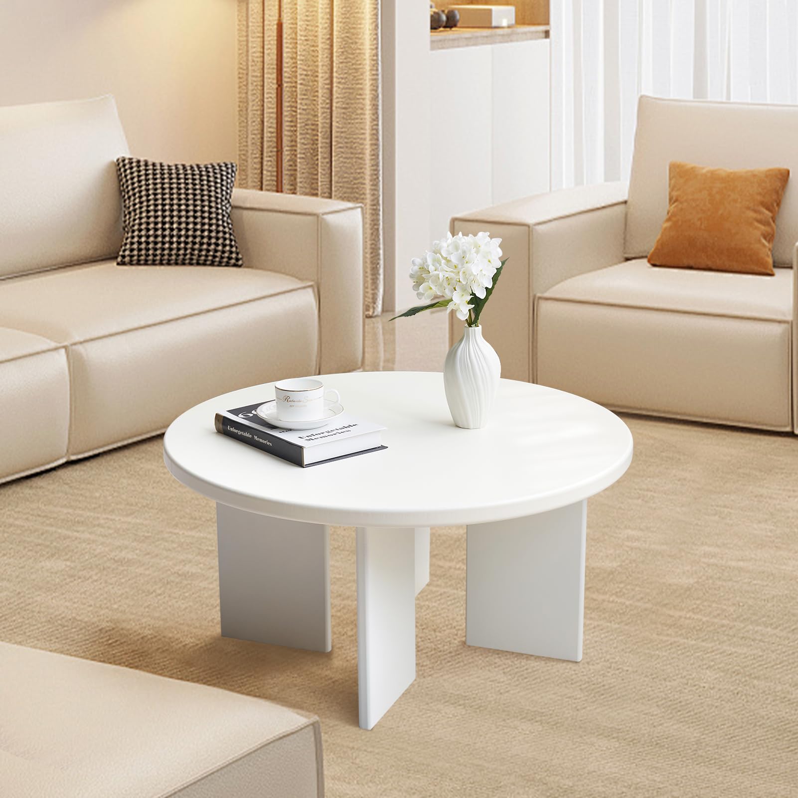 Modern Round Coffee Table - 30 Inch Living Room Accent Table with Sturdy Design for Bedroom & Lounge | Perfect for Small Spaces, Home Decor & Coffee Time